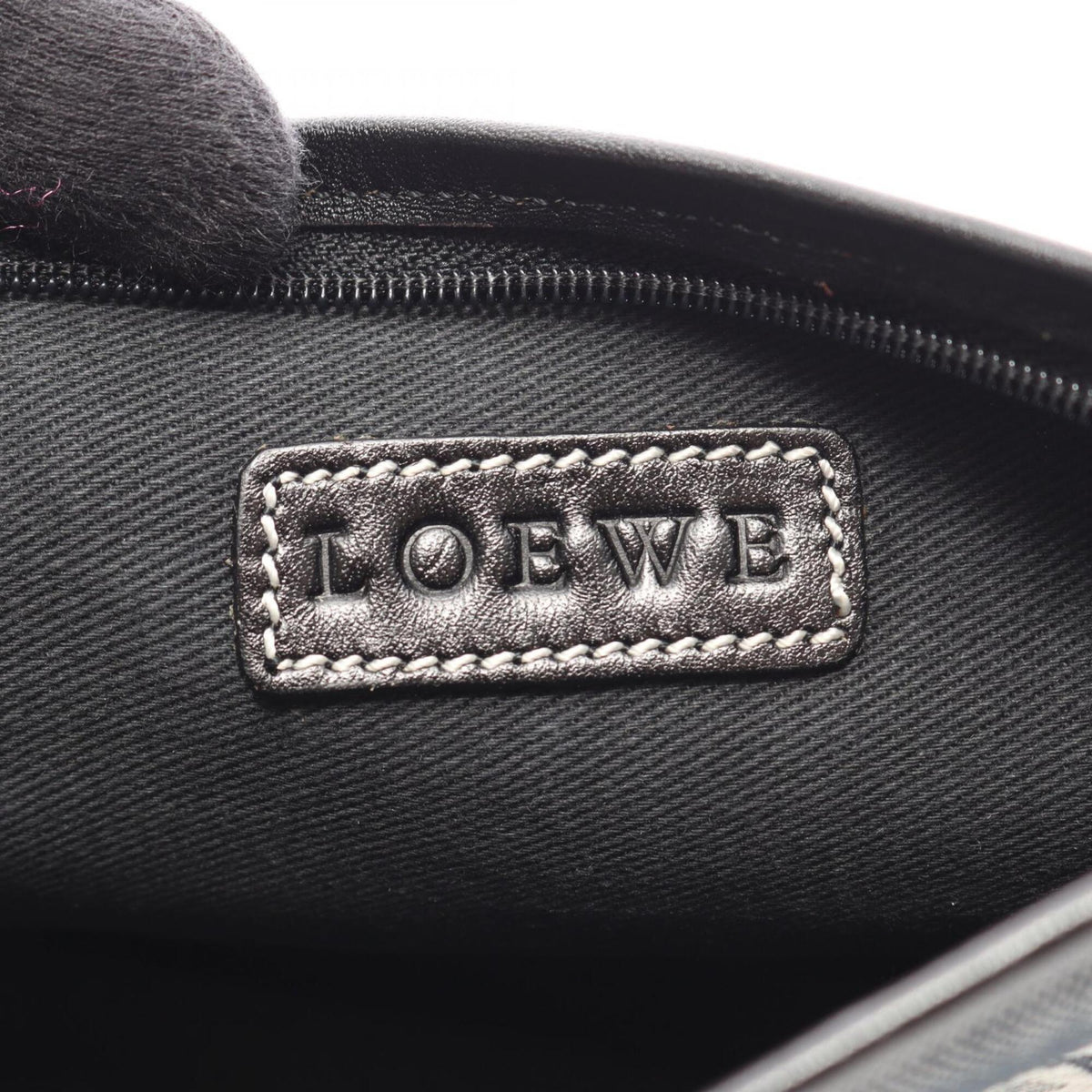 Loewe Black Gray White Canvas Leather Handbag Shoulder Bag (Pre-Owned)