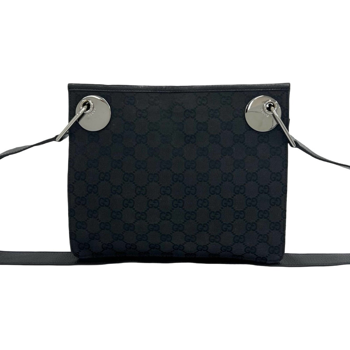 Gucci Black Canvas Leather Shoulder Bag (Pre-Owned)