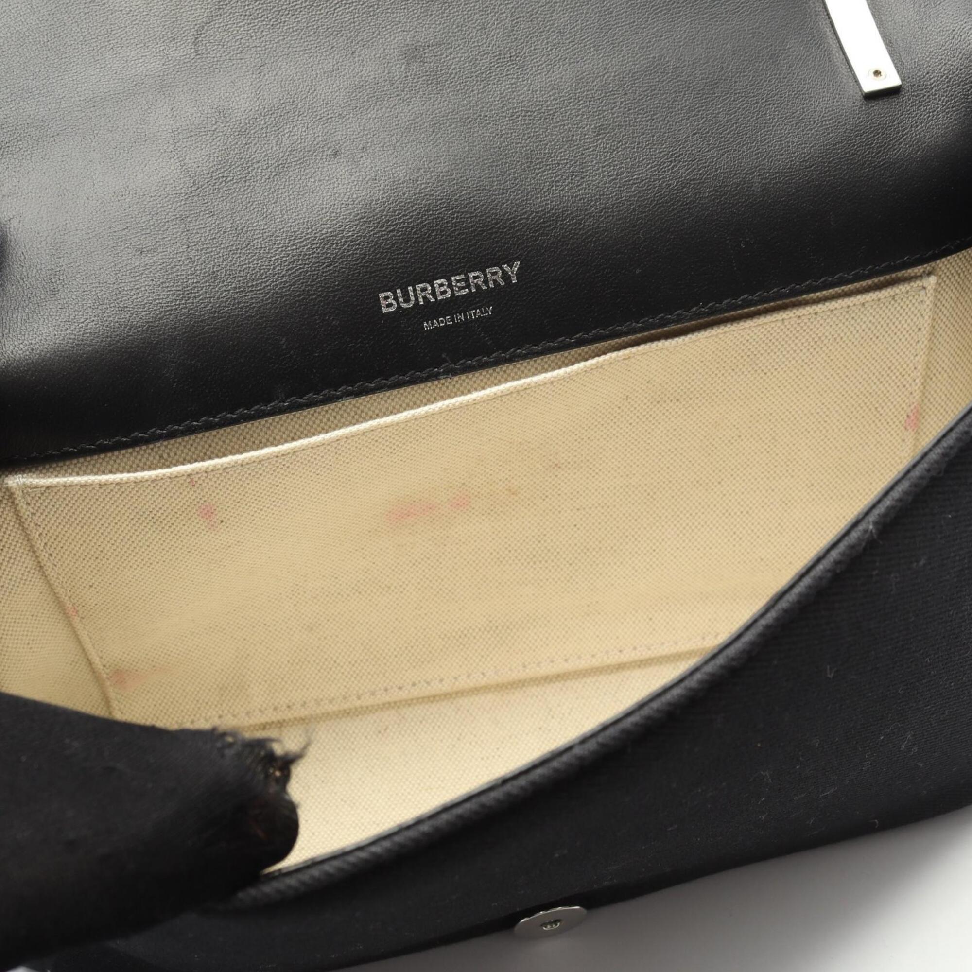 Burberry Black Canvas Leather Handbag Shoulder Bag (Pre-Owned)