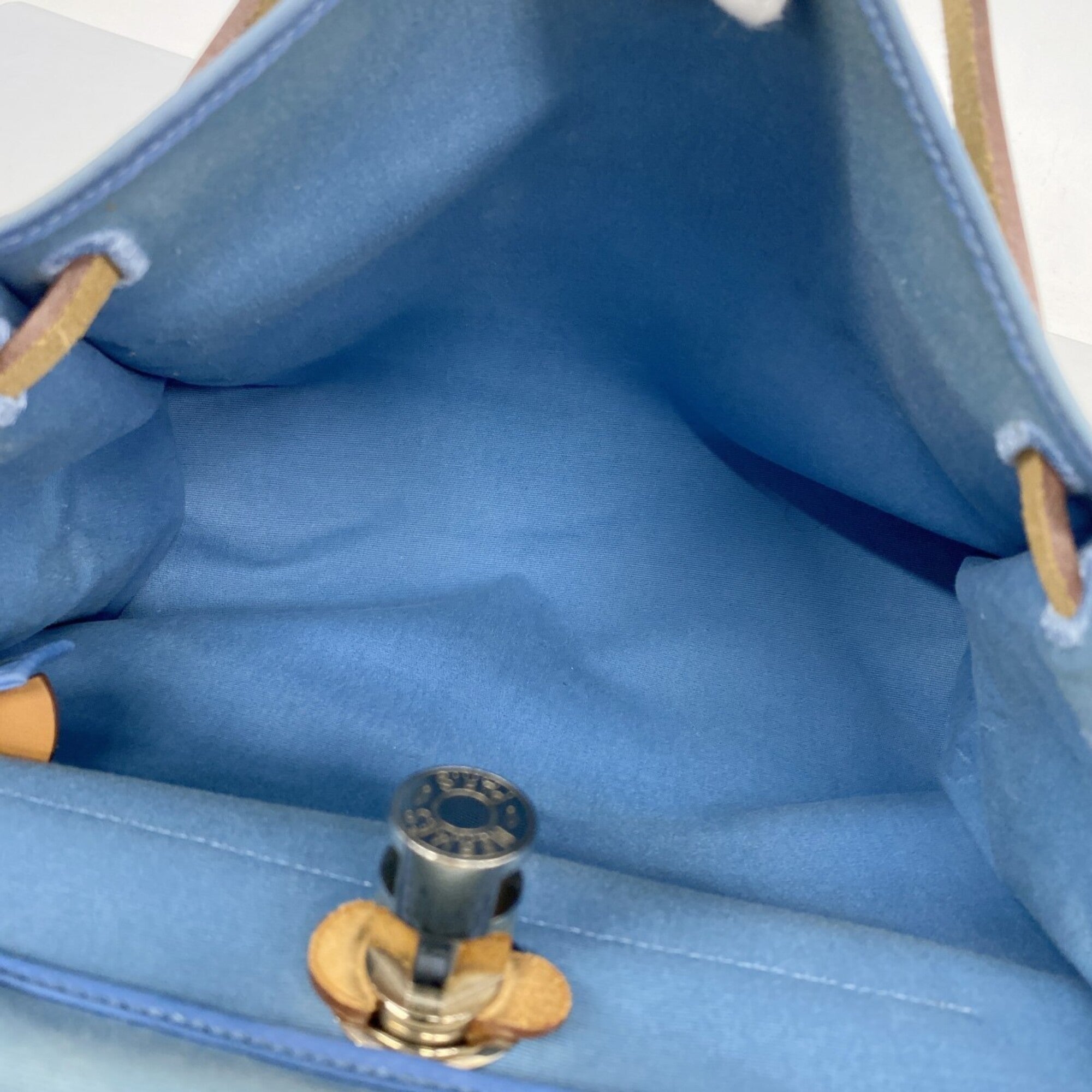 Hermes Blue Toile Officier Handbag (Pre-Owned)