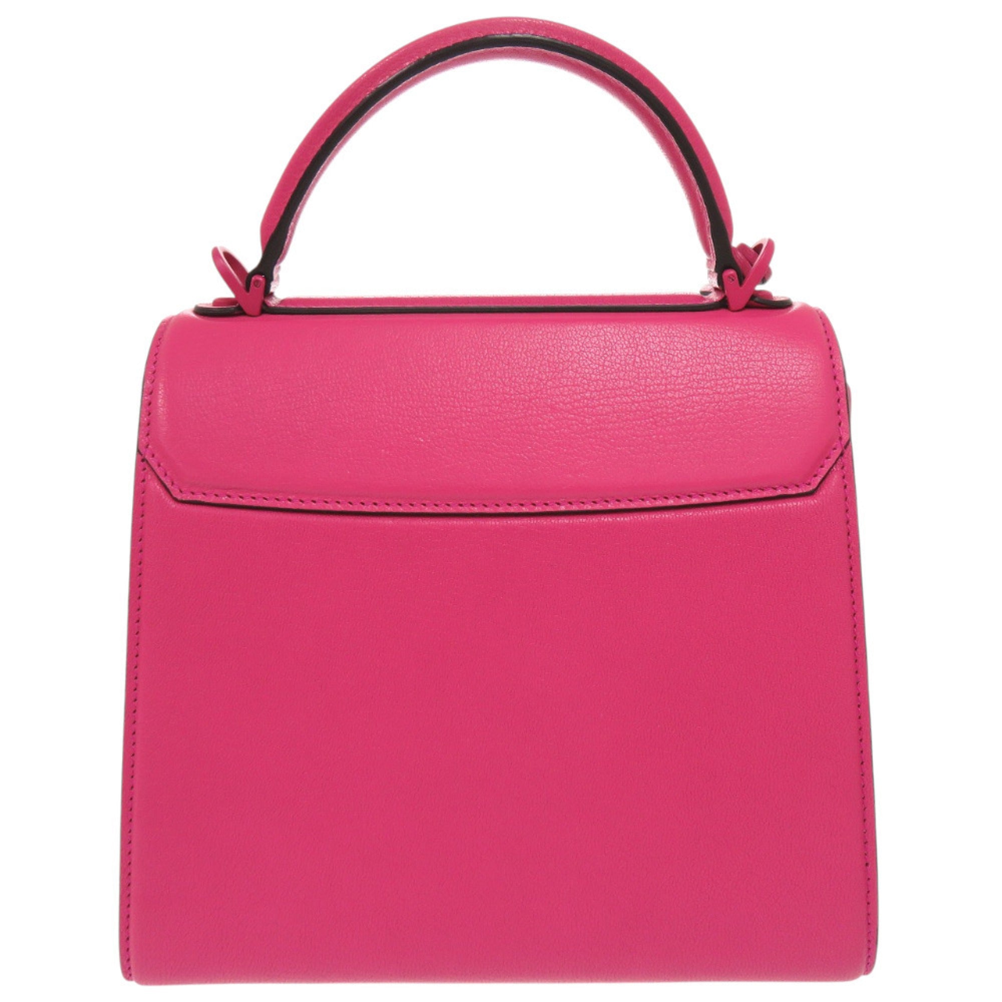 Salvatore Ferragamo Pink Leather Canvas Handbag Shoulder Bag (Pre-Owned)