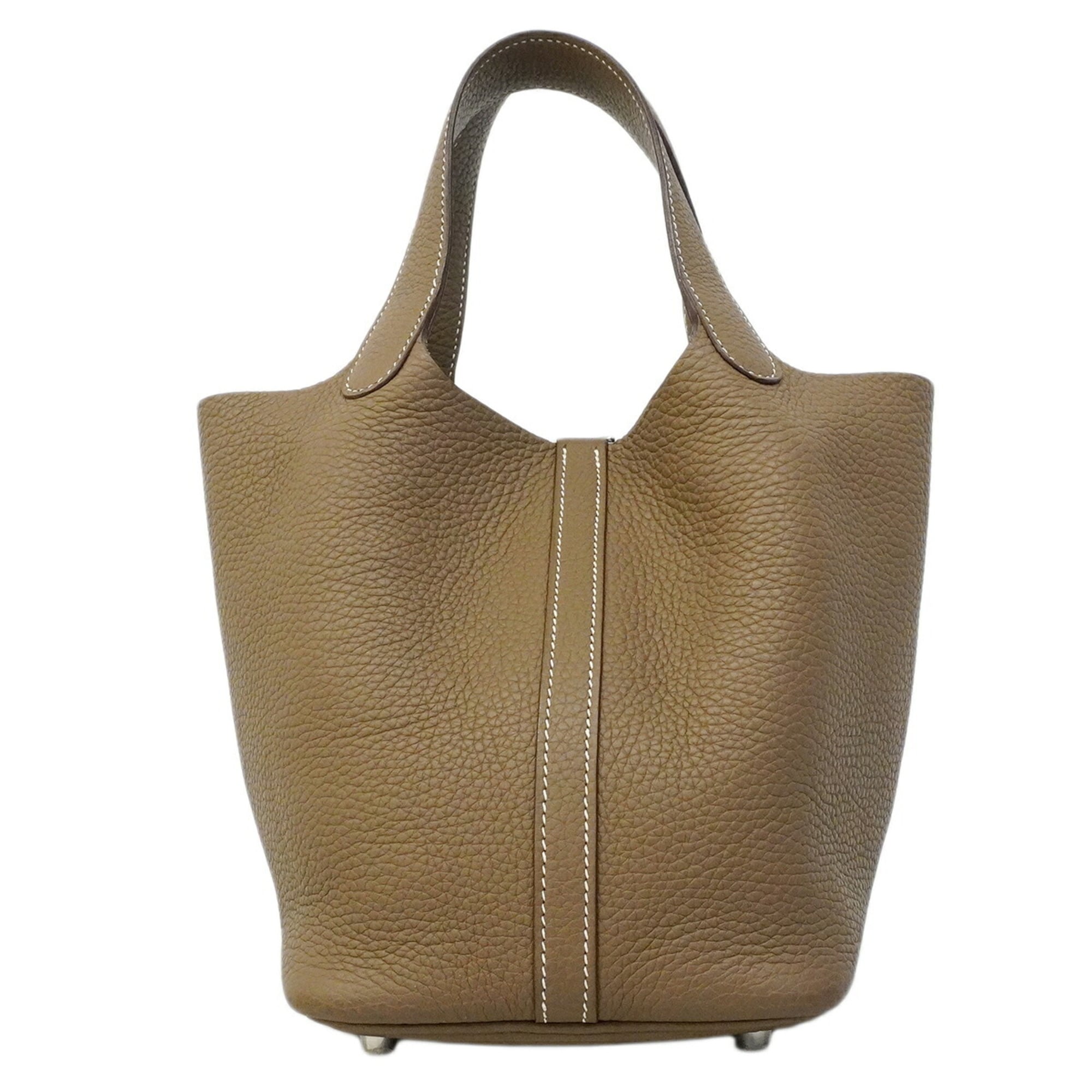 Hermes Etoupe Gray Taurillon Clemence Leather Handbag (Pre-Owned)