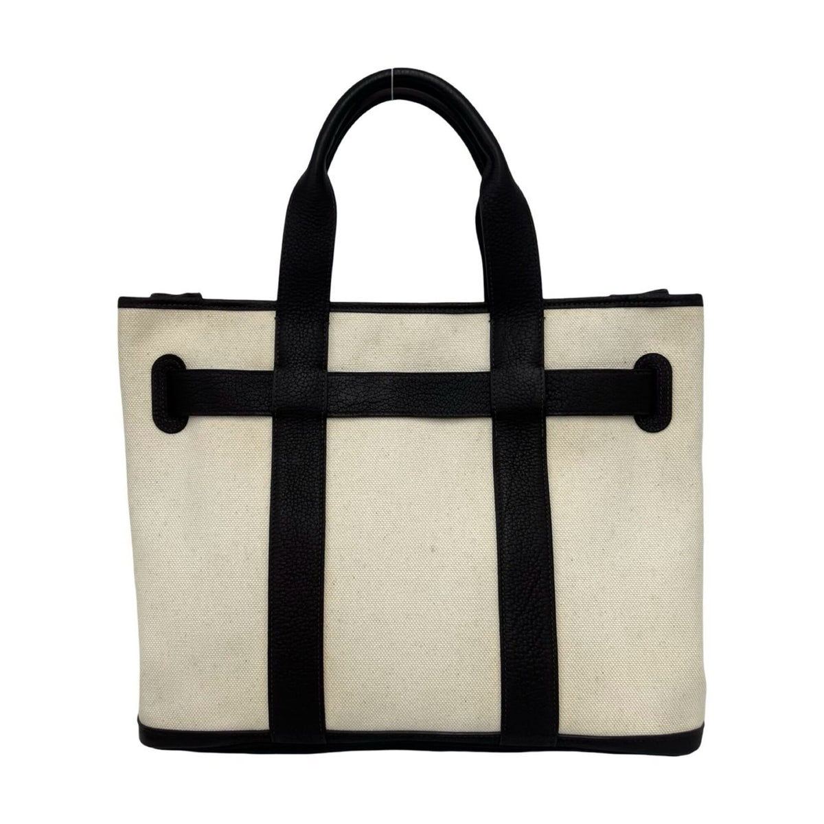 Hermes Brown Ivory Toile H Buffle Skipper Leather Handbag (Pre-Owned)