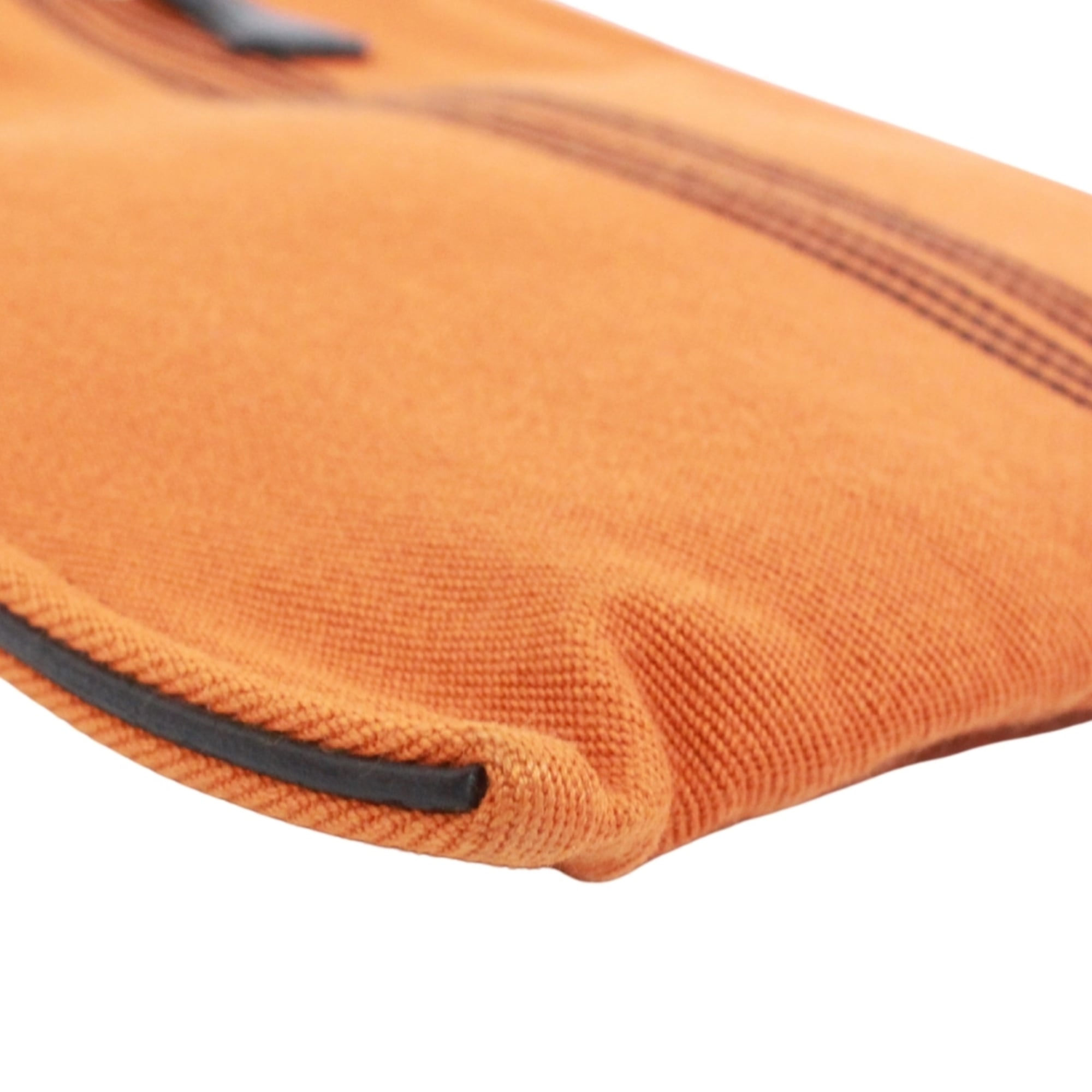 Hermes Black Orange Leather Canvas Tote Bag (Pre-Owned)