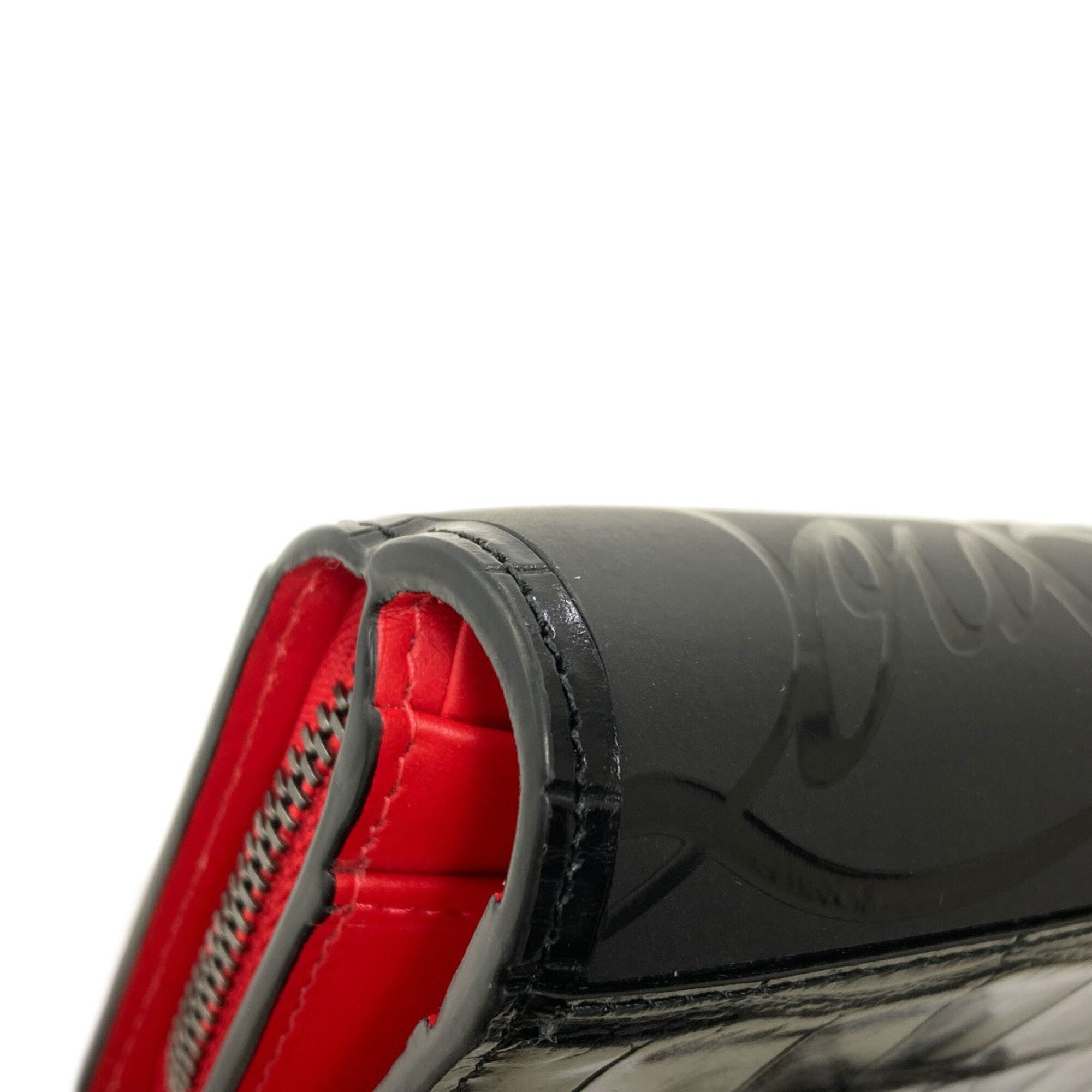 Christian Louboutin Black Red Color Leather Wallet (Bi-Fold) (Pre-Owned)