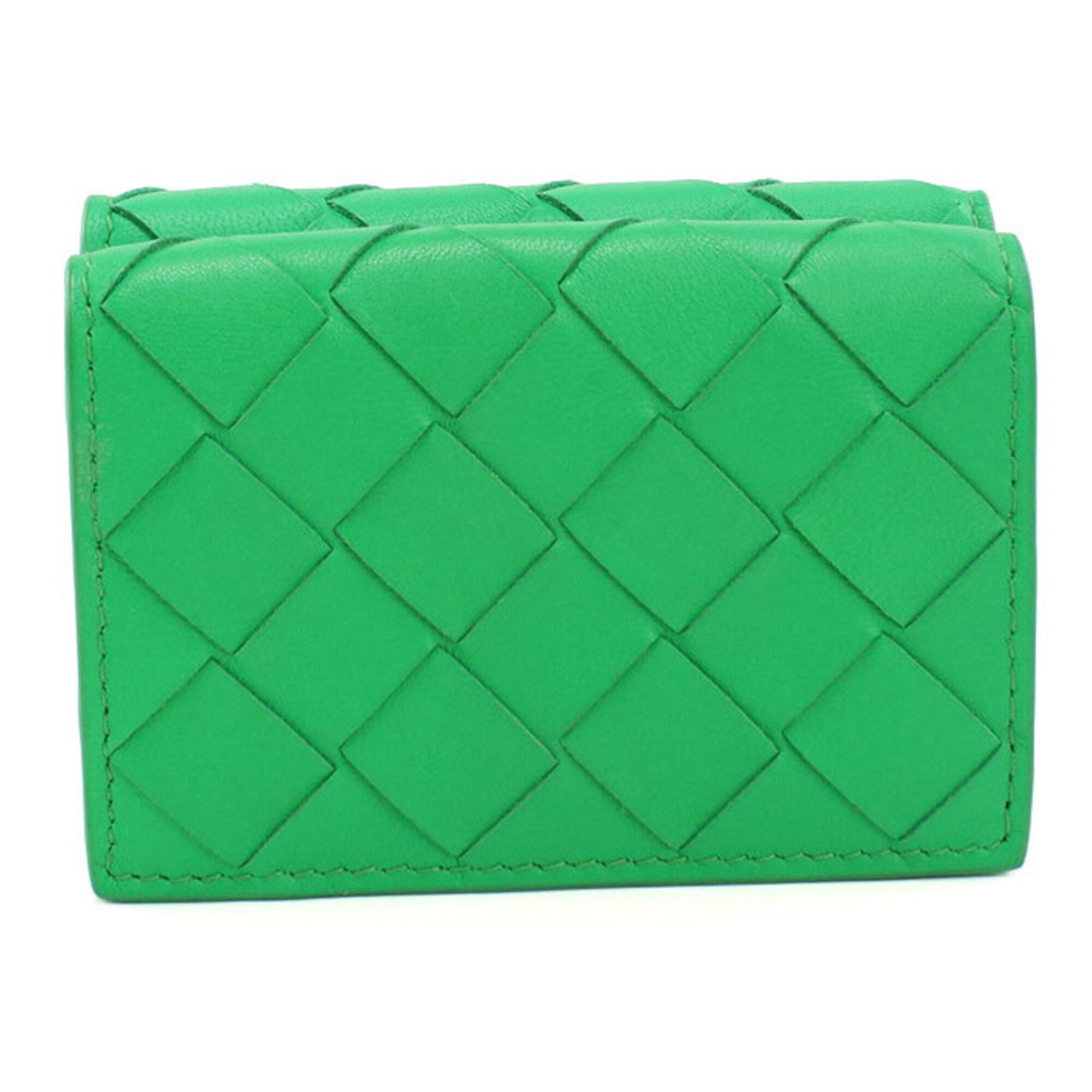 Bottega Veneta Green Leather Wallet (Tri-Fold) (Pre-Owned)