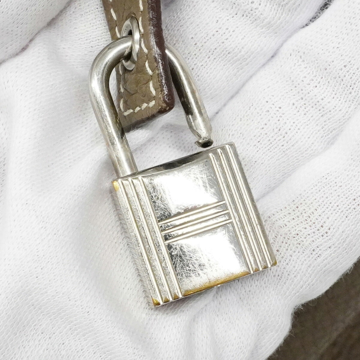 Hermes Etoupe Gray Taurillon Clemence Leather Handbag (Pre-Owned)