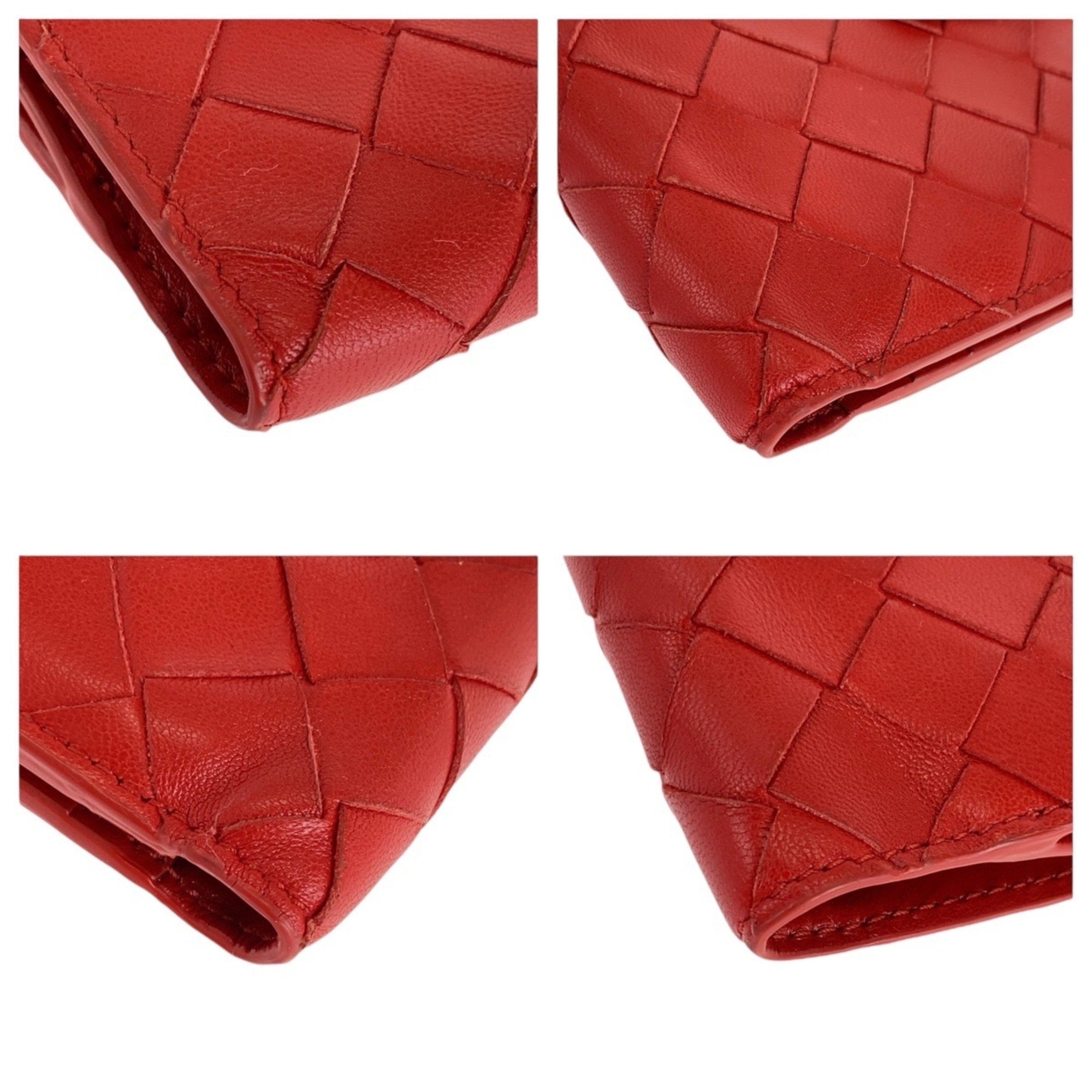 Bottega Veneta Red Color Leather Wallet (Bi-Fold) (Pre-Owned)