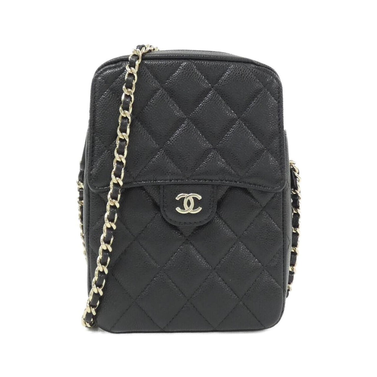 Chanel Black Grained Calfskin Handbag Shoulder Bag (Pre-Owned)