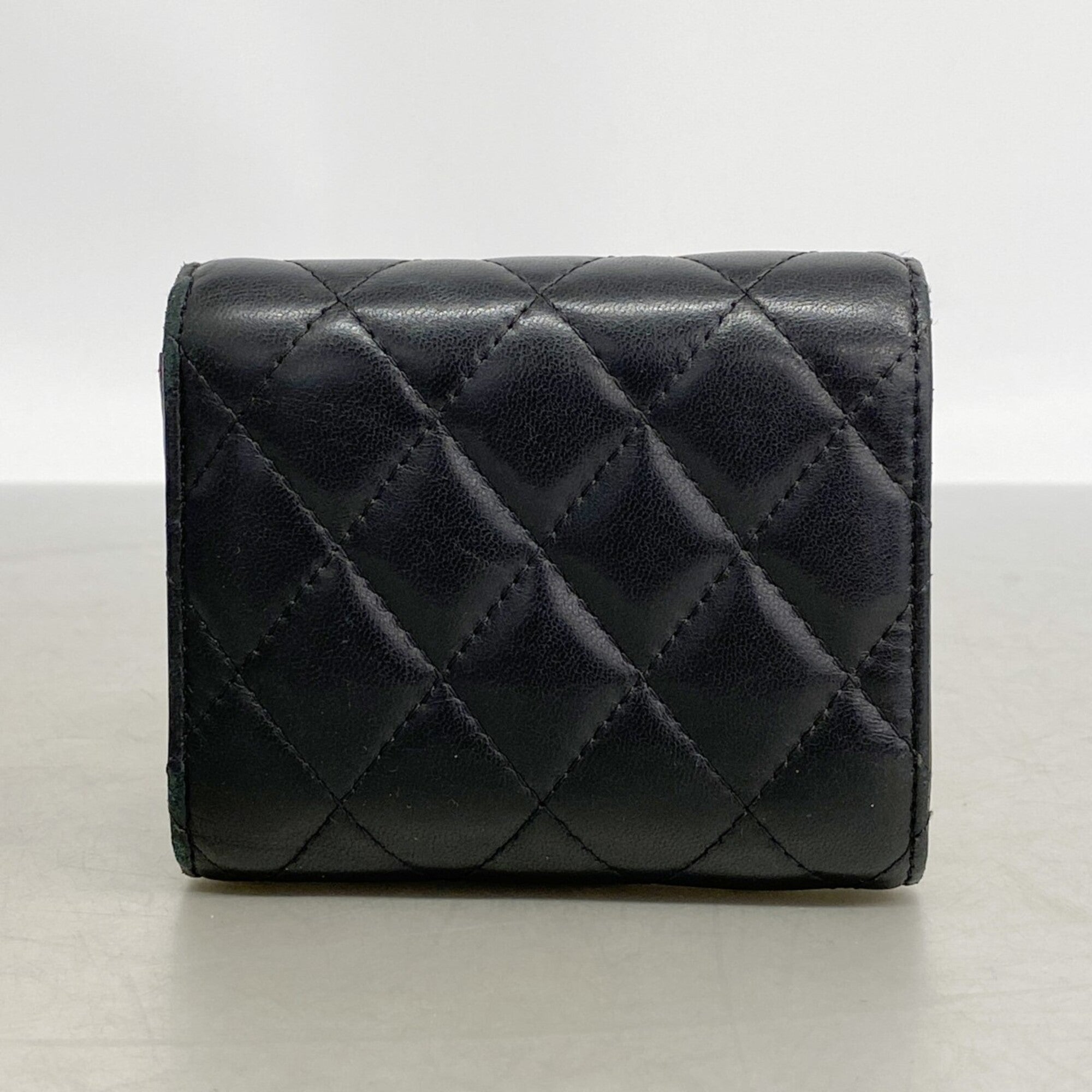 Chanel Black Leather Wallet (Tri-Fold) (Pre-Owned)