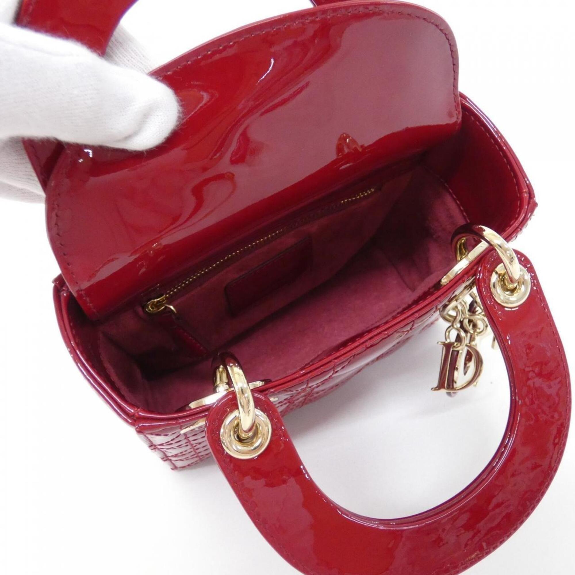 Christian Dior Lady Dior Cherry Red Leather Handbag (Pre-Owned)