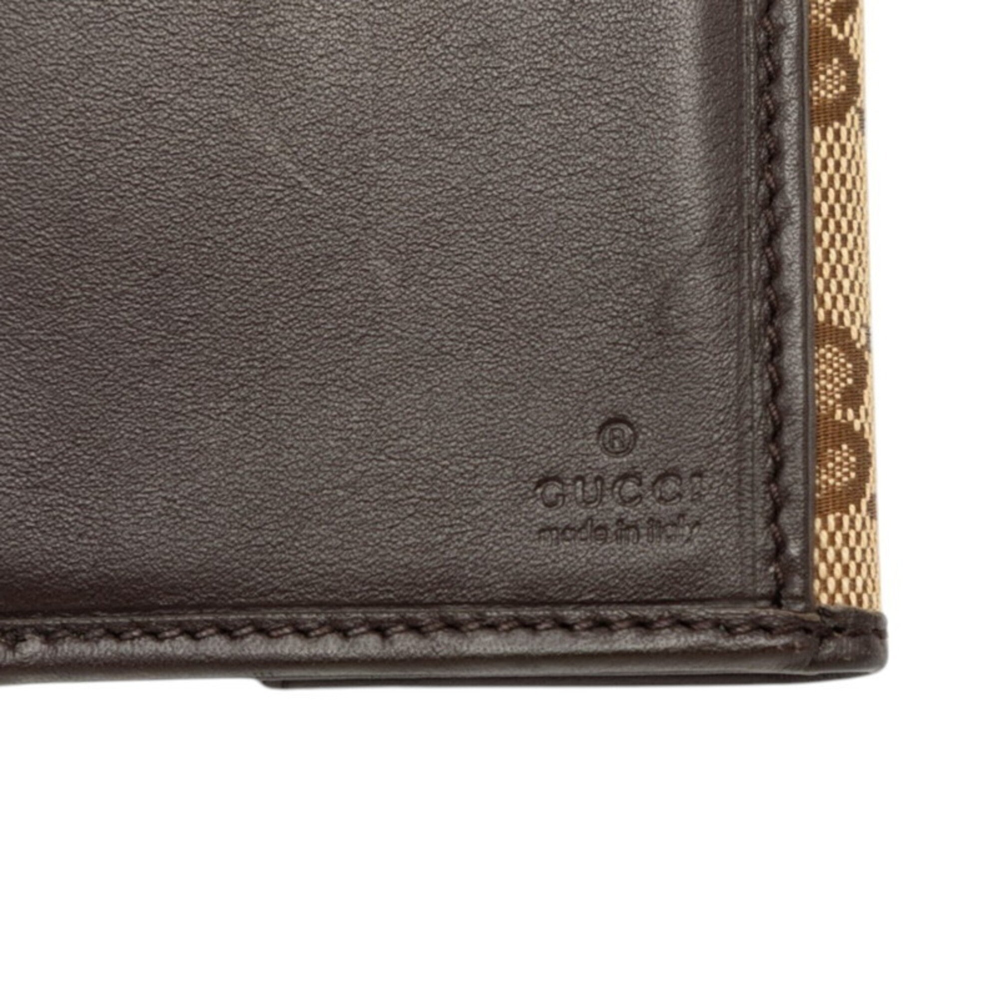 Gucci Beige Brown Canvas Leather Long Wallet (Bi-Fold) (Pre-Owned)