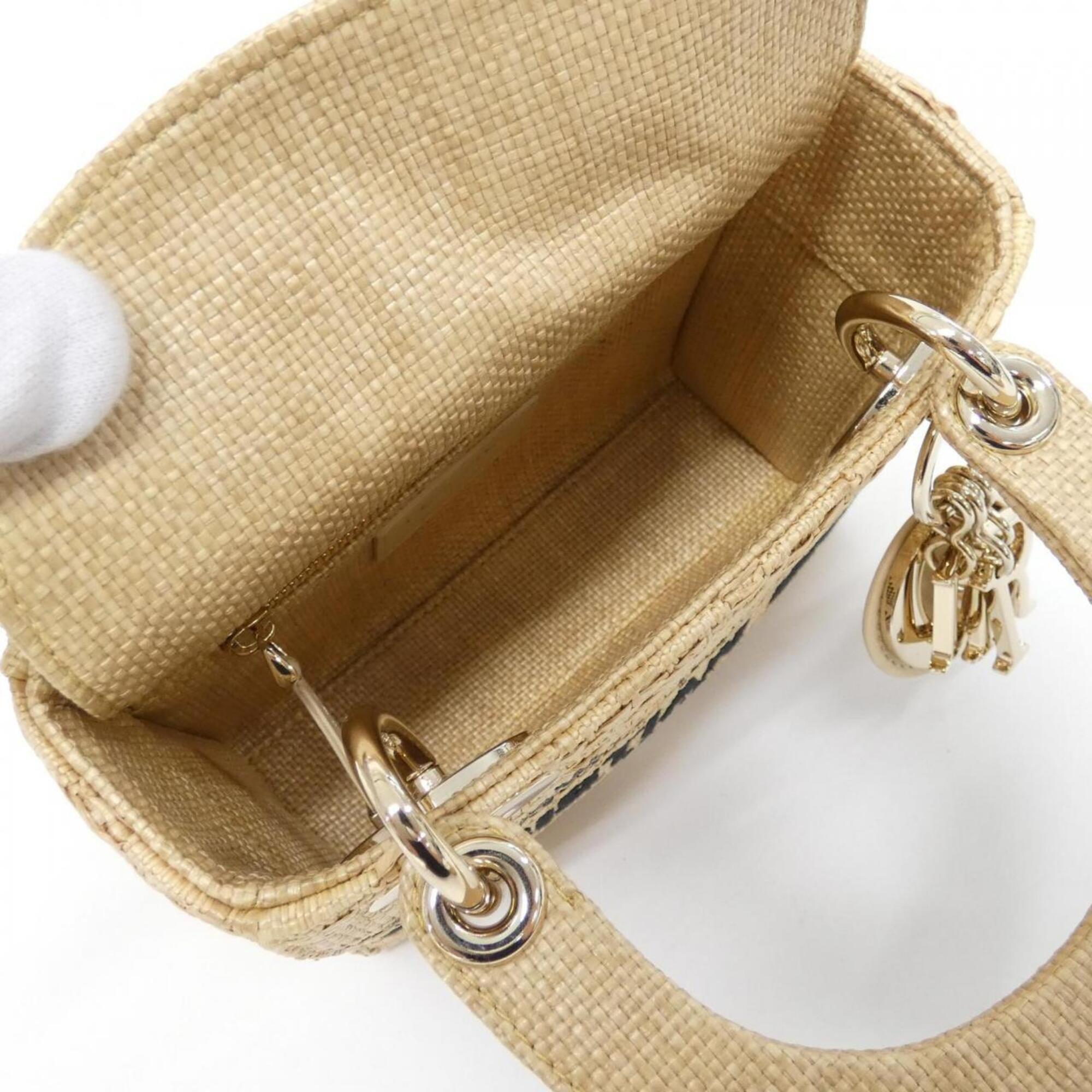 Christian Dior Beige Raffia Handbag (Pre-Owned)
