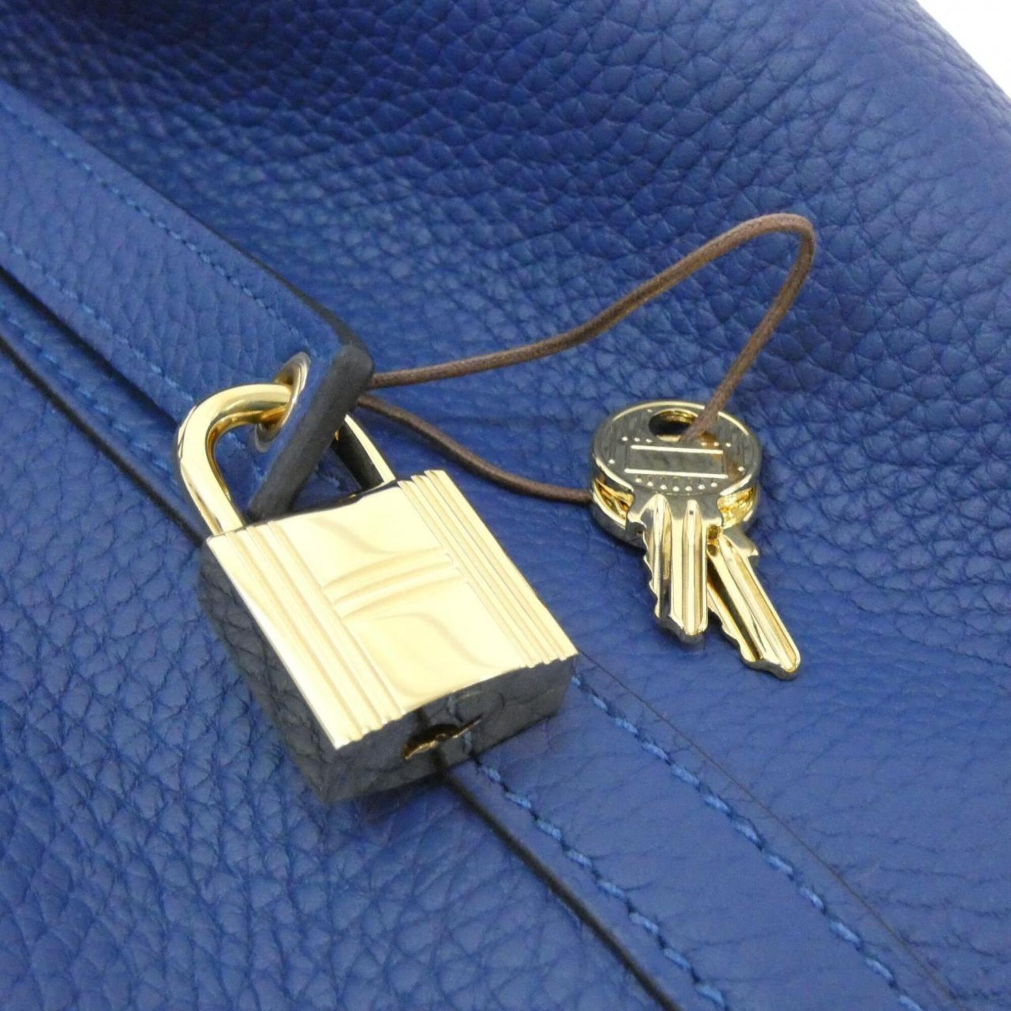 Hermes Blue Taurillon Clemence Leather Handbag (Pre-Owned)
