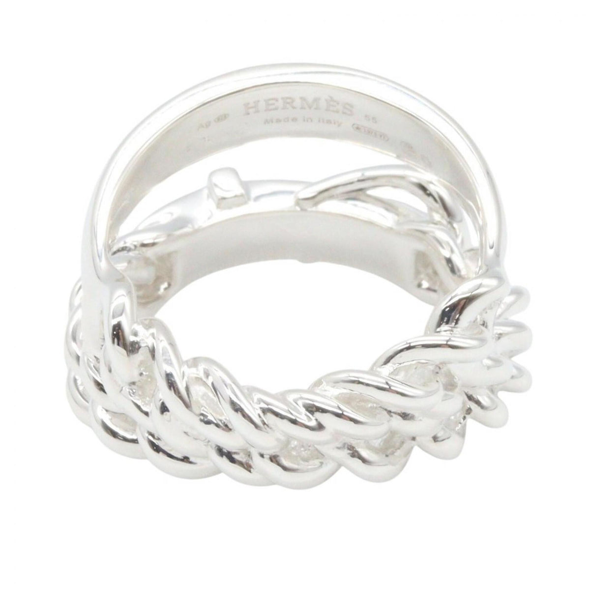 Hermes Silver Silver 925 Band Ring (Pre-Owned)