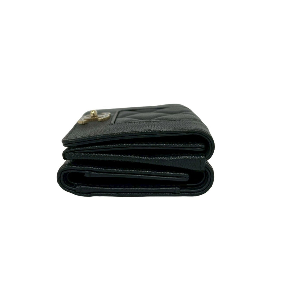 Chanel Black Grained Calfskin Wallet (Tri-Fold) (Pre-Owned)