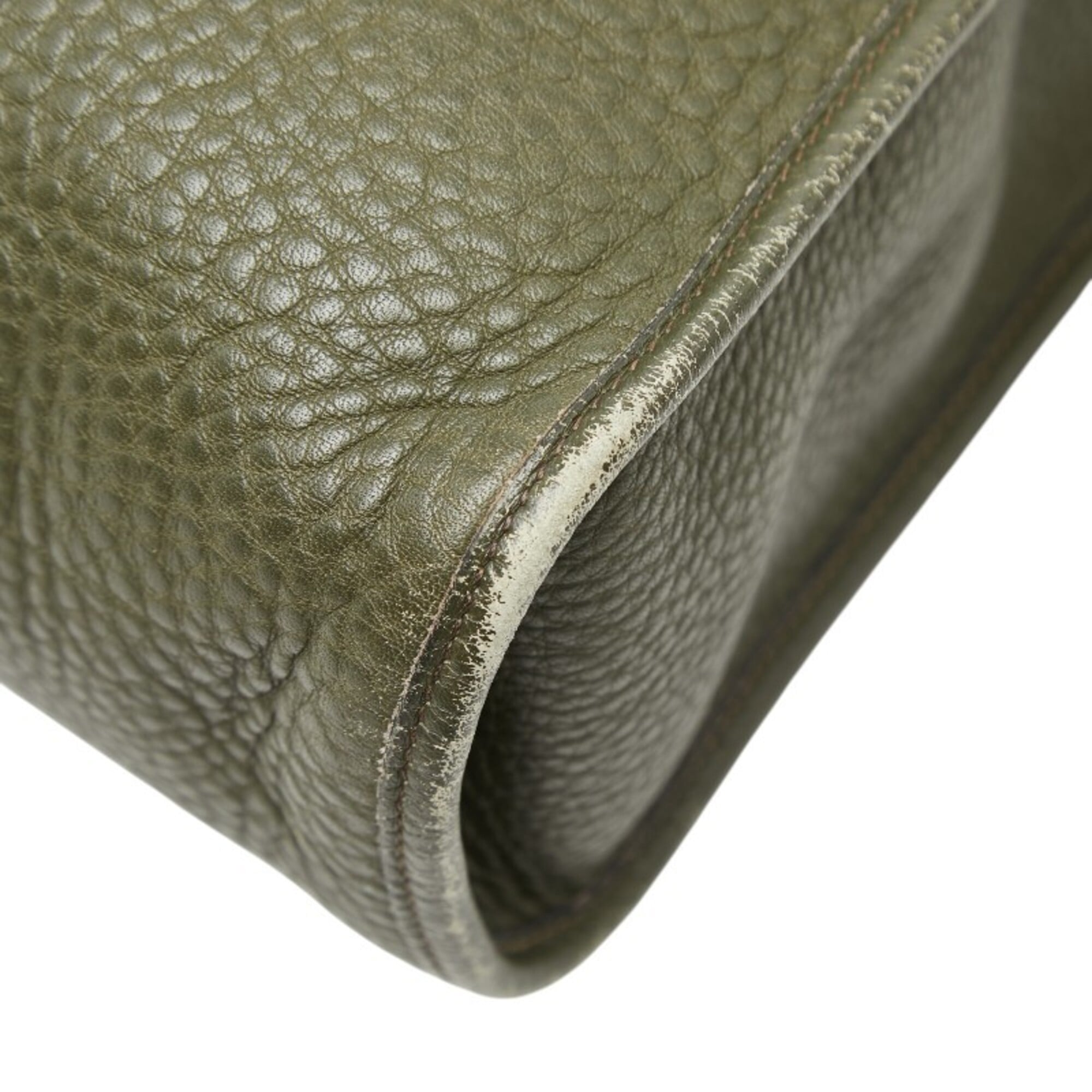 Hermes Green Taurillon Clemence Leather Pouch Shoulder Bag Tote Bag (Pre-Owned)