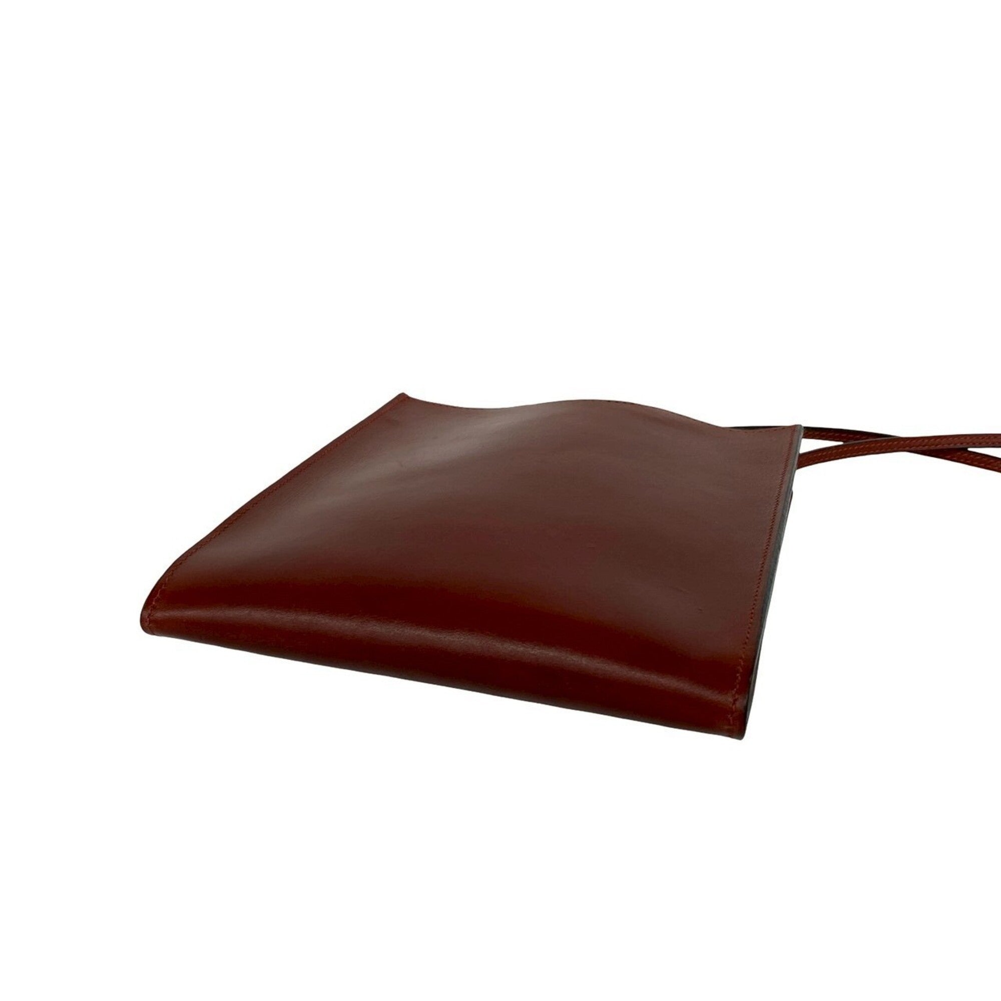 Hermes Red Color Leather Pochette Shoulder Bag (Pre-Owned)
