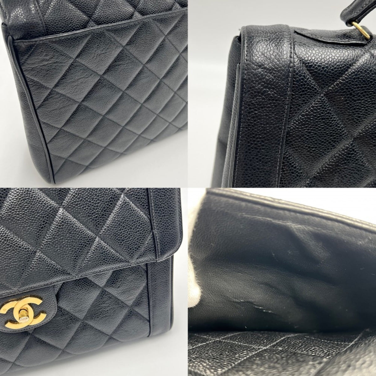 Chanel Black Grained Calfskin Handbag (Pre-Owned)