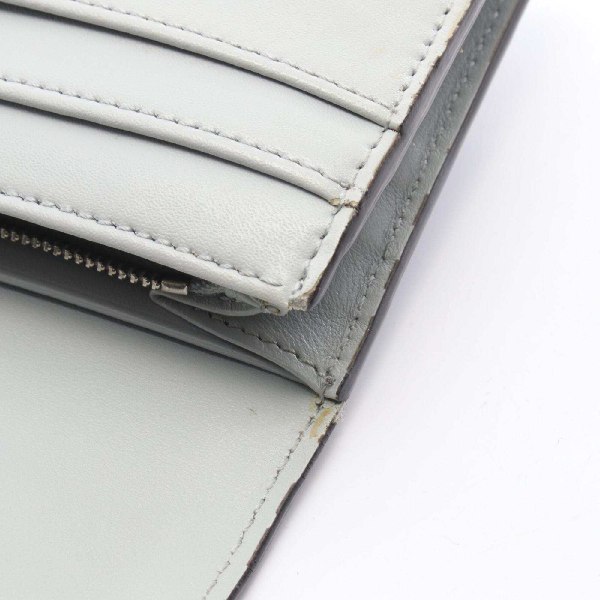 Fendi Gray Leather Long Wallet (Bi-Fold) (Pre-Owned)