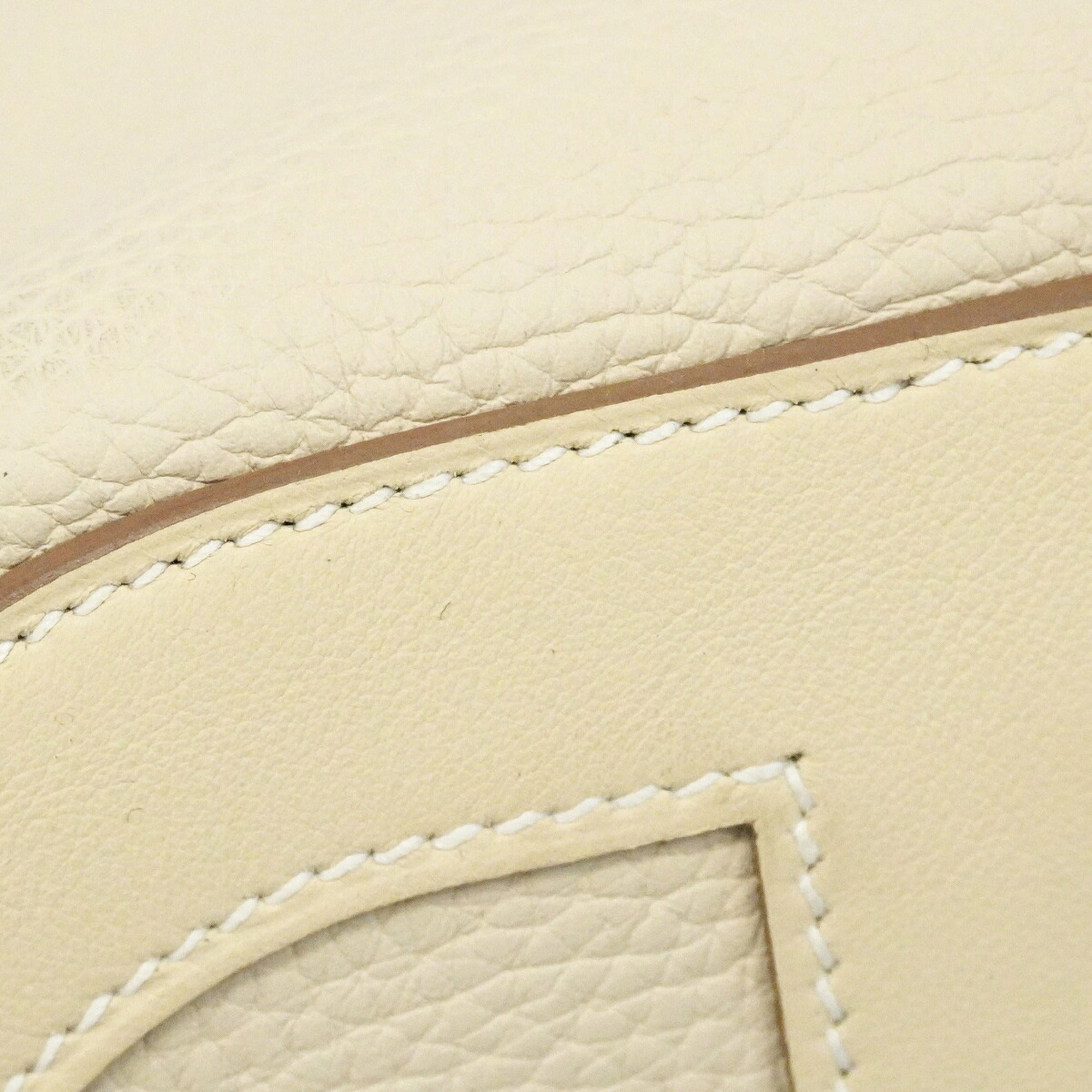 Hermes White Taurillon Clemence Leather Swift Leather Handbag (Pre-Owned)