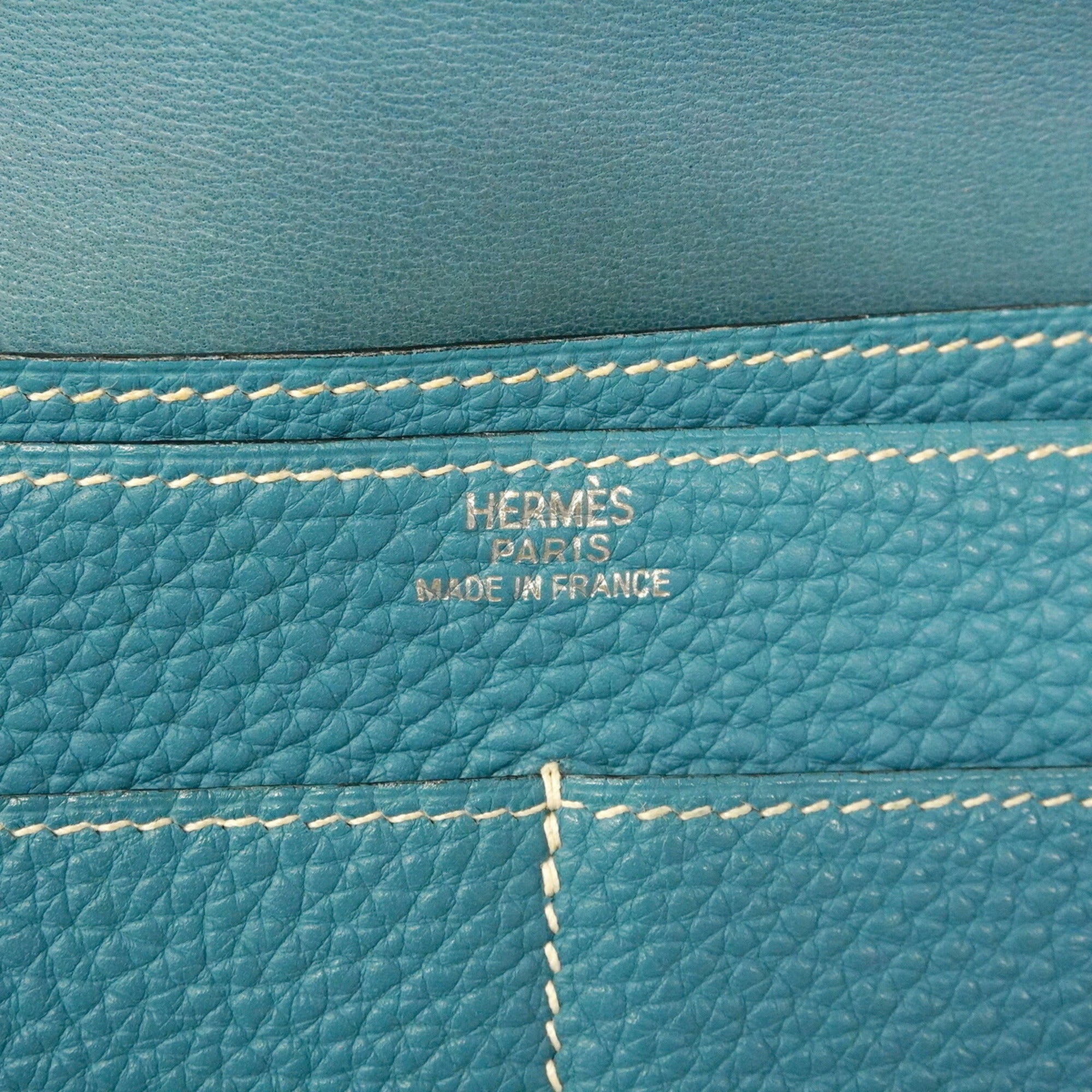 Hermes Blue Jean Togo Leather Long Wallet (Bi-Fold) (Pre-Owned)