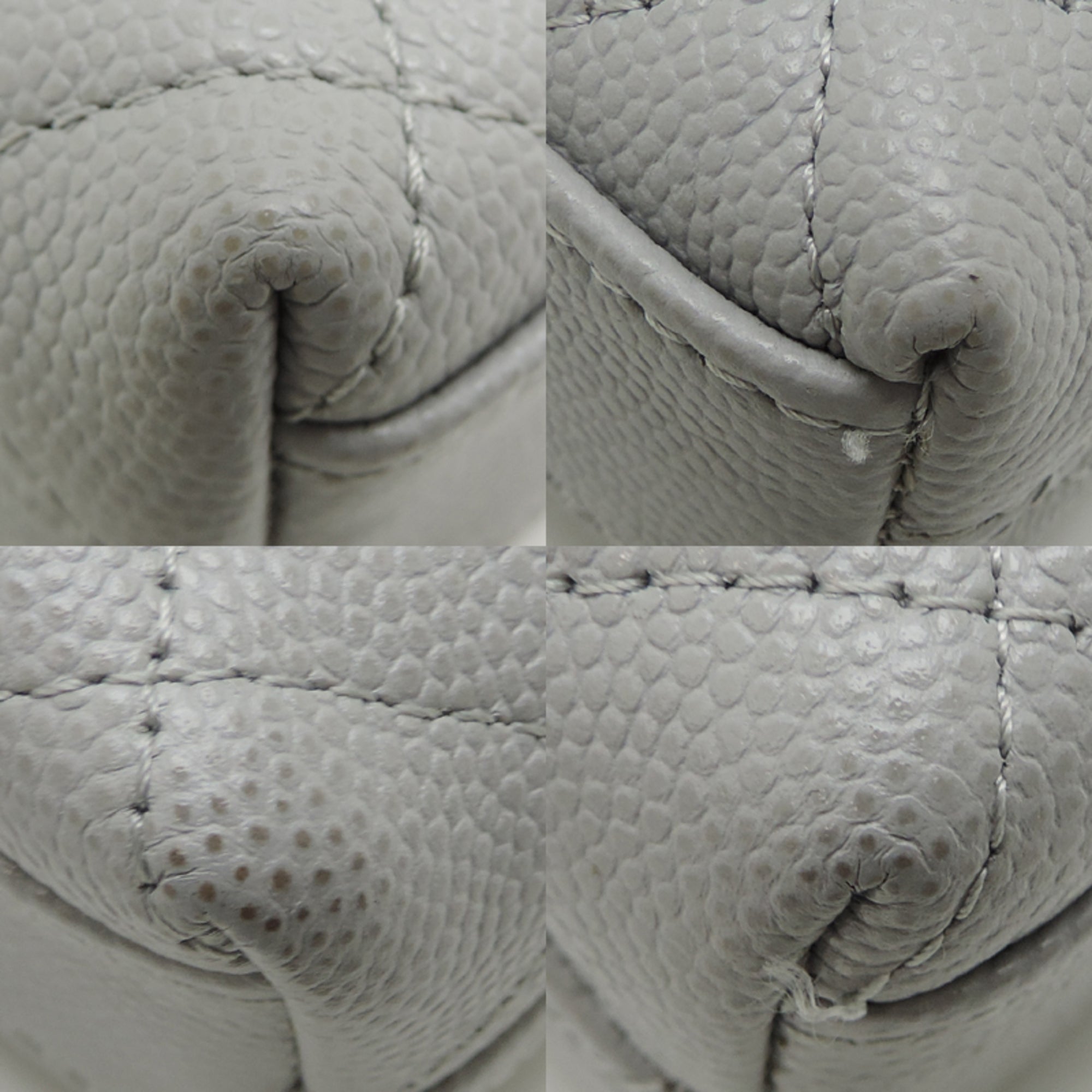 Chanel Gray Grained Calfskin Handbag (Pre-Owned)