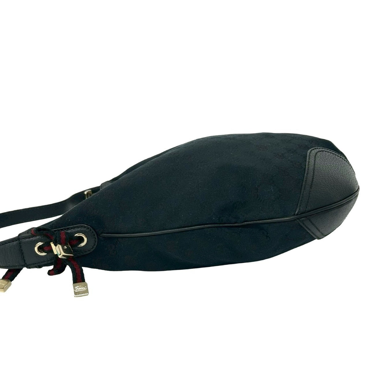 Gucci Black Navy Canvas Leather Shoulder Bag (Pre-Owned)