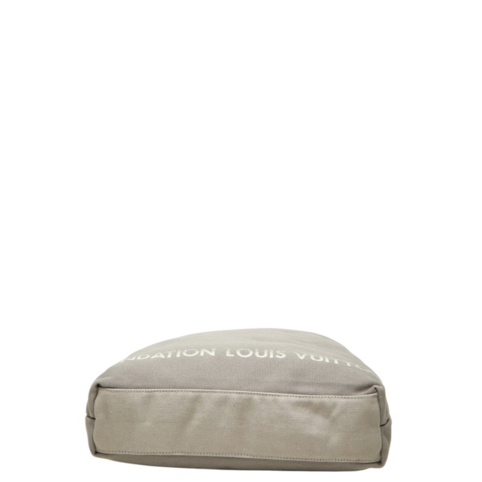 Louis Vuitton Gray Cotton Canvas Shoulder Bag Tote Bag (Pre-Owned)