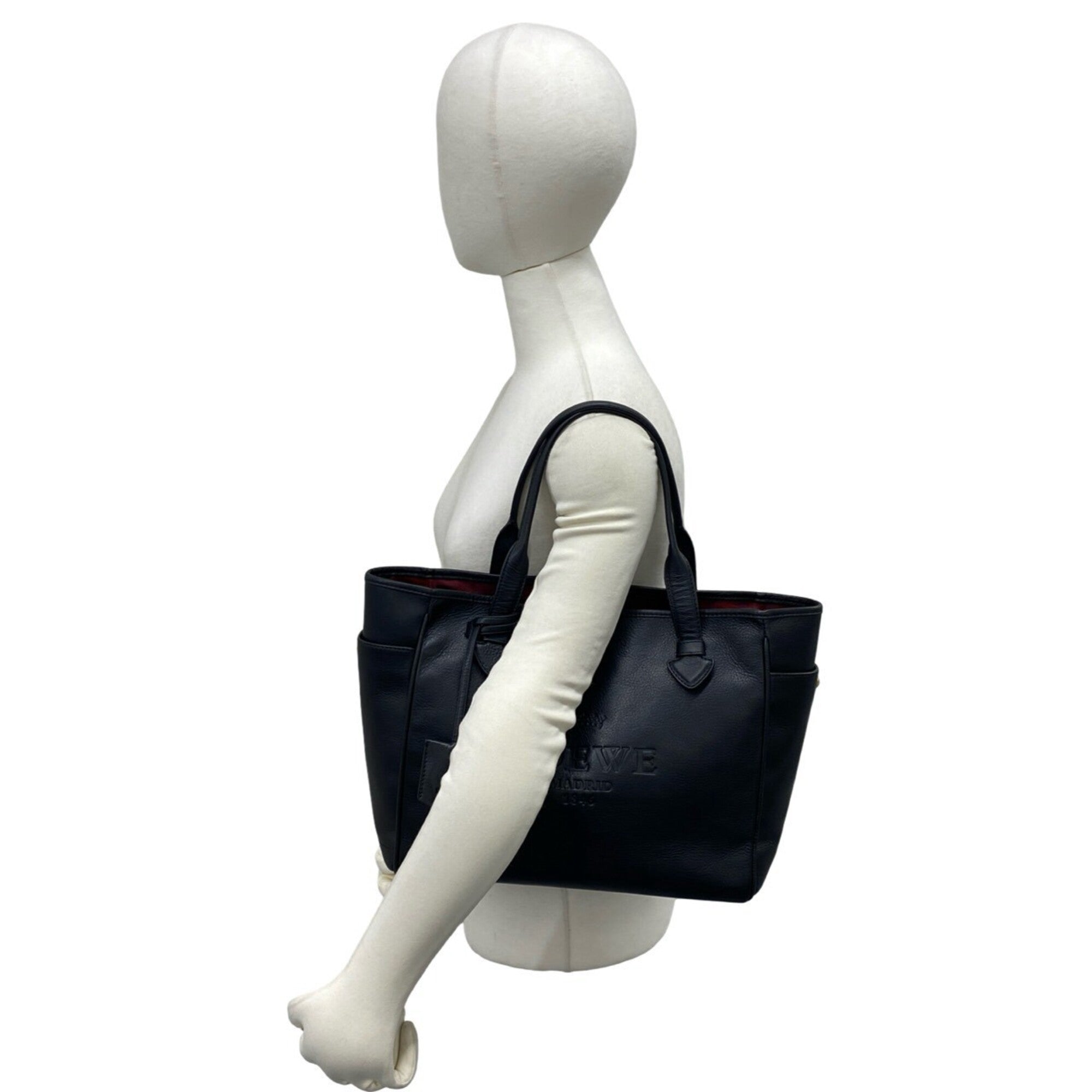 Loewe Black Leather Handbag Shoulder Bag Tote Bag (Pre-Owned)