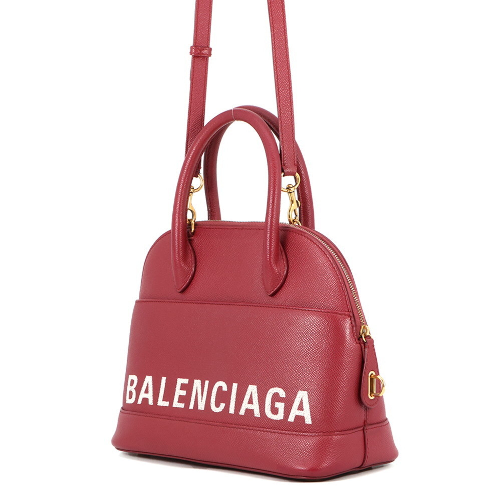 Balenciaga Red Color Leather Handbag Shoulder Bag (Pre-Owned)