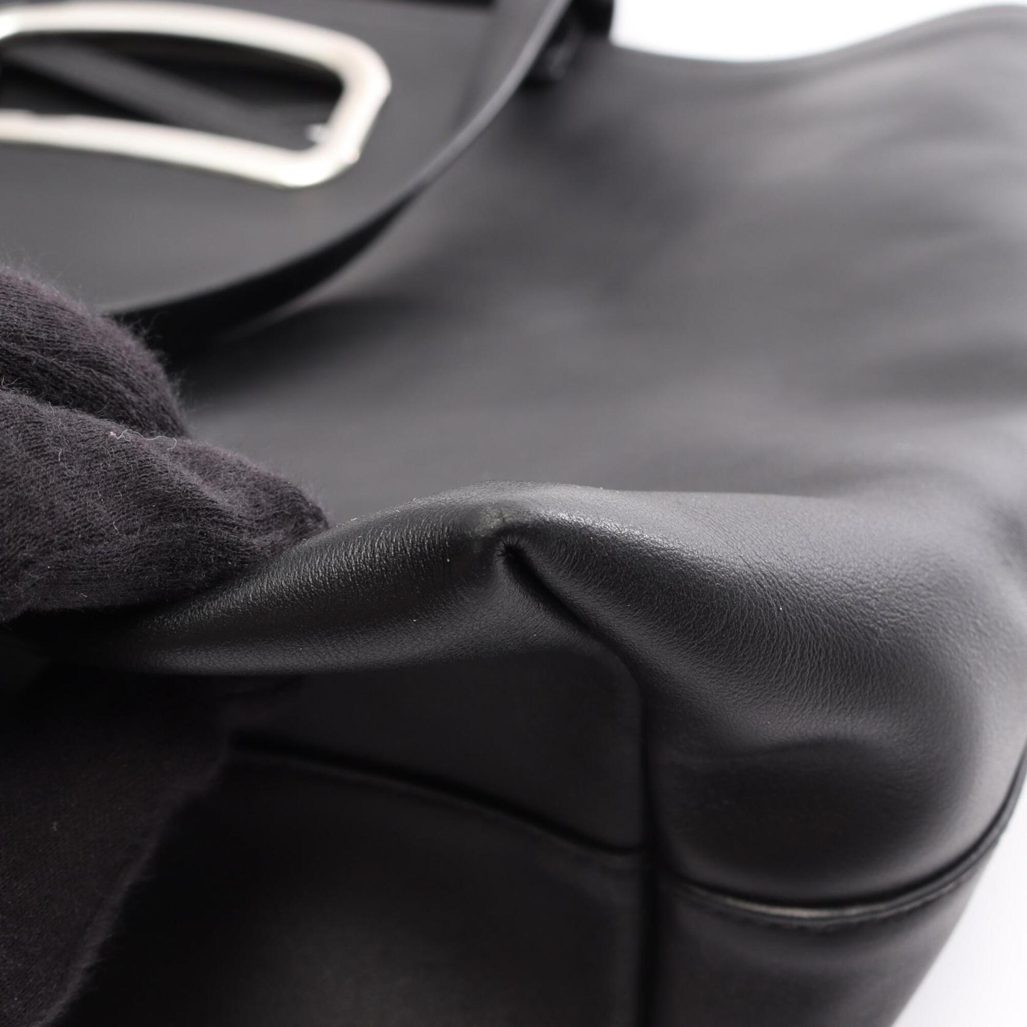 Prada Black Leather Handbag Pouch Tote Bag (Pre-Owned)