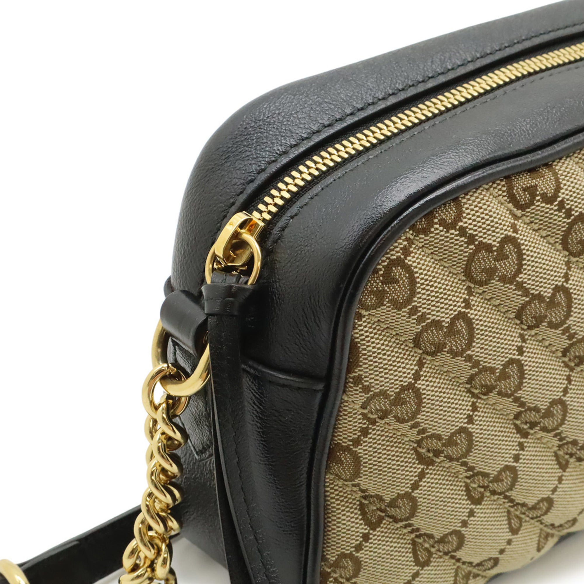 Gucci Beige Black Gg Canvas Pochette Shoulder Bag (Pre-Owned)