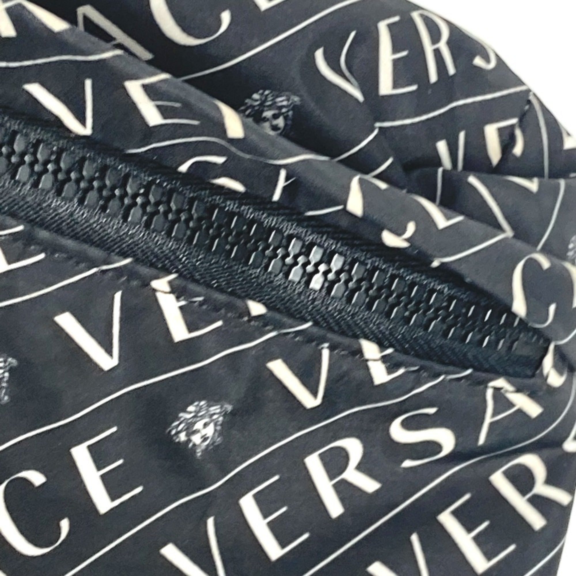Versace Black White Nylon Fanny Pack Sling Bag (Pre-Owned)