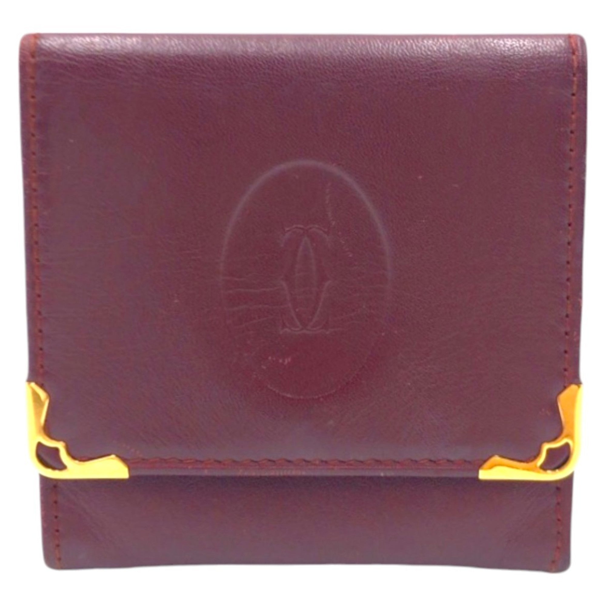 Cartier Must Bordeaux Wine Red Leather Coin Purse/Coin Case (Pre-Owned)