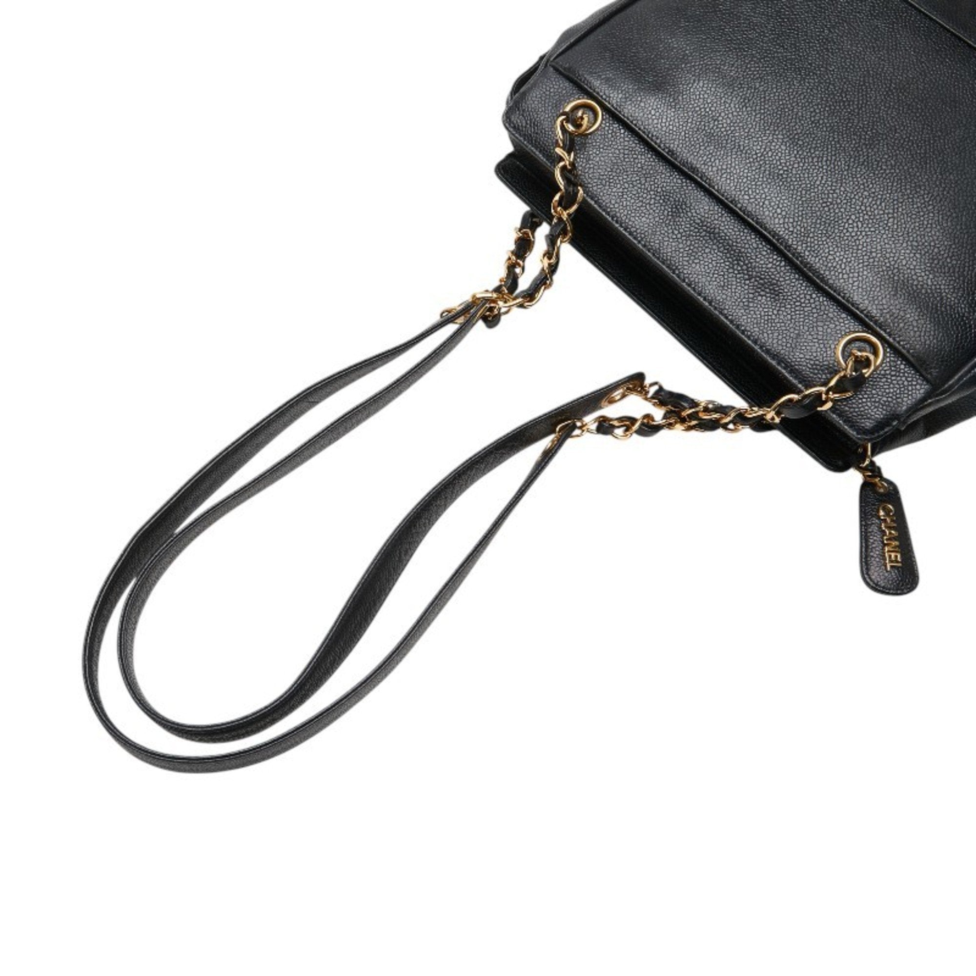 Chanel Black Grained Calfskin Tote Bag (Pre-Owned)