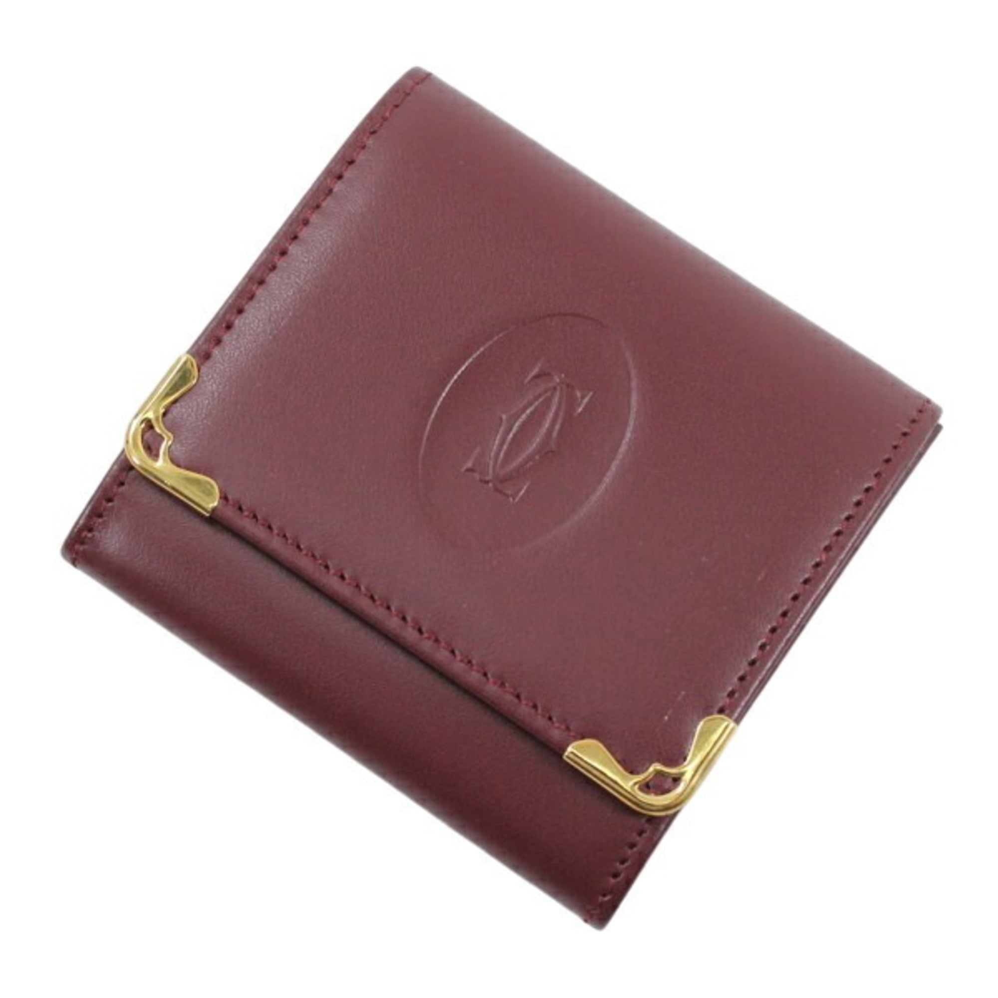 Cartier Must Bordeaux Leather Coin Purse/Coin Case (Pre-Owned)