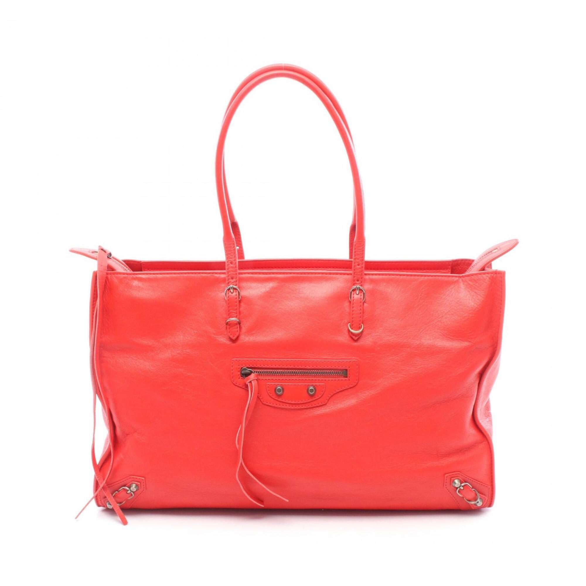 Balenciaga Red Color Leather Handbag Tote Bag (Pre-Owned)