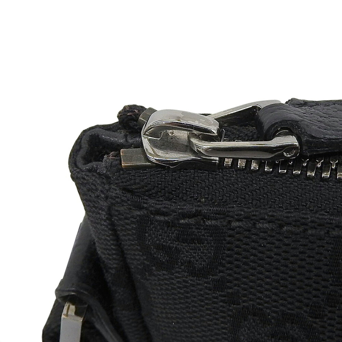 Gucci Gg Canvas Black Gg Canvas Leather Shoulder Bag (Pre-Owned)