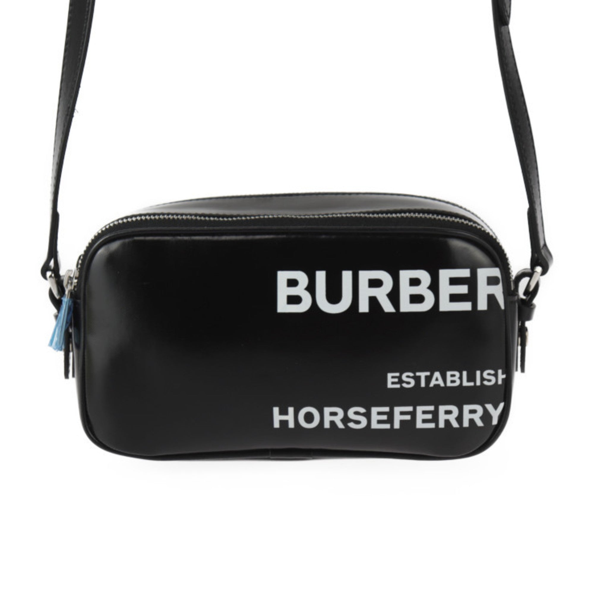 Burberry Black White Coated Canvas Leather Pochette Pouch Shoulder Bag (Pre-Owned)