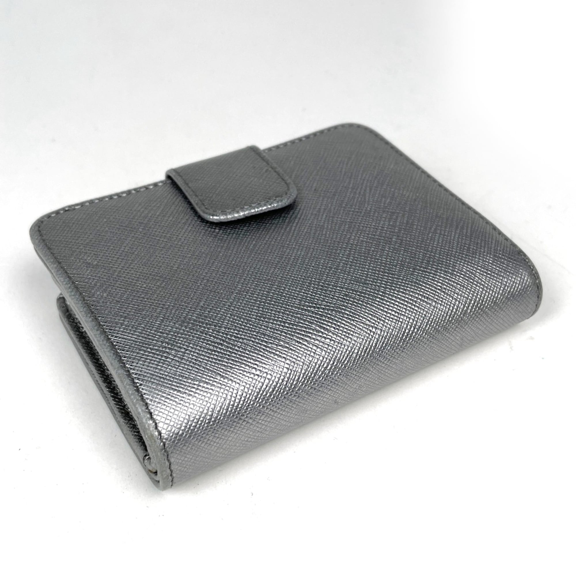 Prada Silver Saffiano Wallet (Bi-Fold) (Pre-Owned)