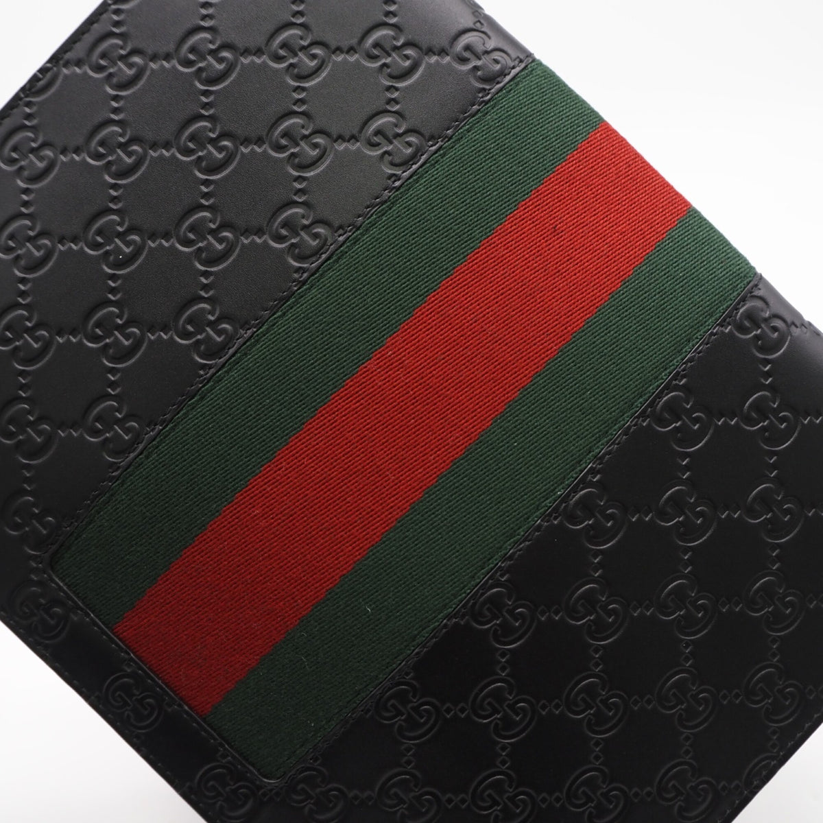 Gucci Sherry Line Black Green Red Color Leather Clutch Bag (Pre-Owned)