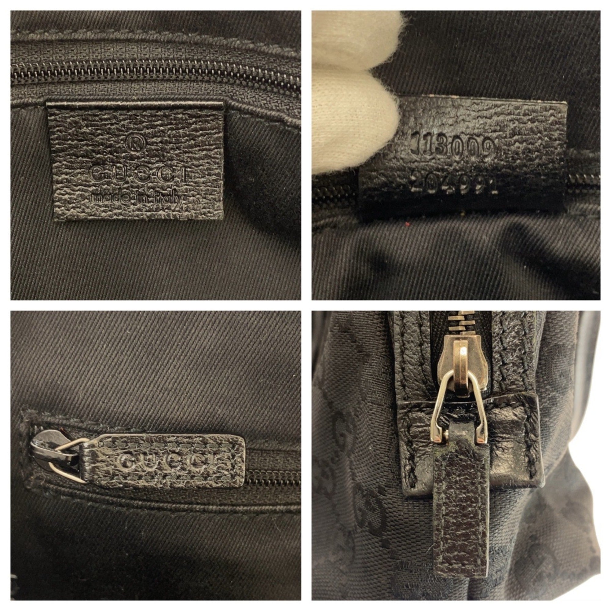 Gucci Black Gg Canvas Leather Handbag Tote Bag (Pre-Owned)