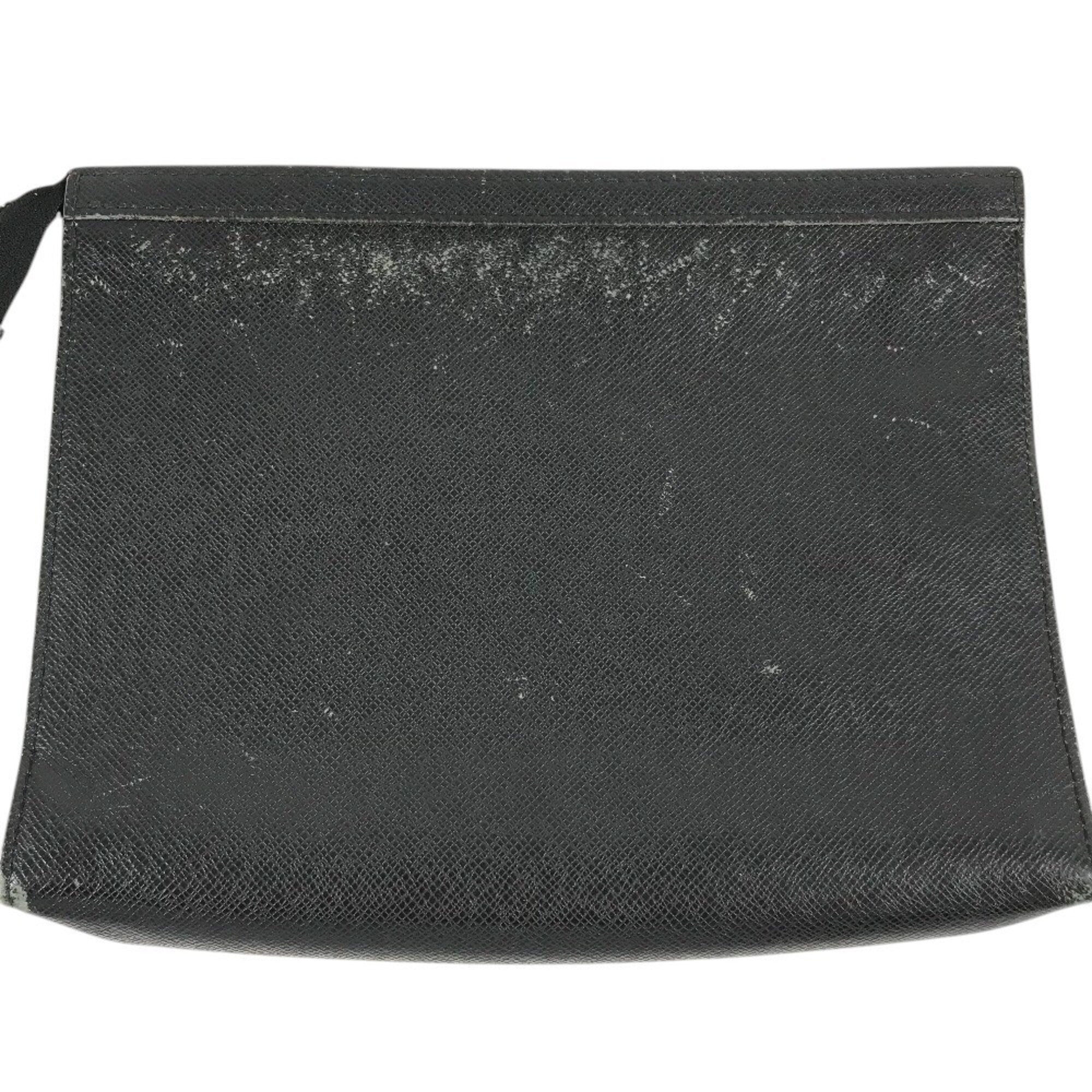 Louis Vuitton Ardoise Black Taiga Leather Clutch Bag Pochette Pouch (Pre-Owned)