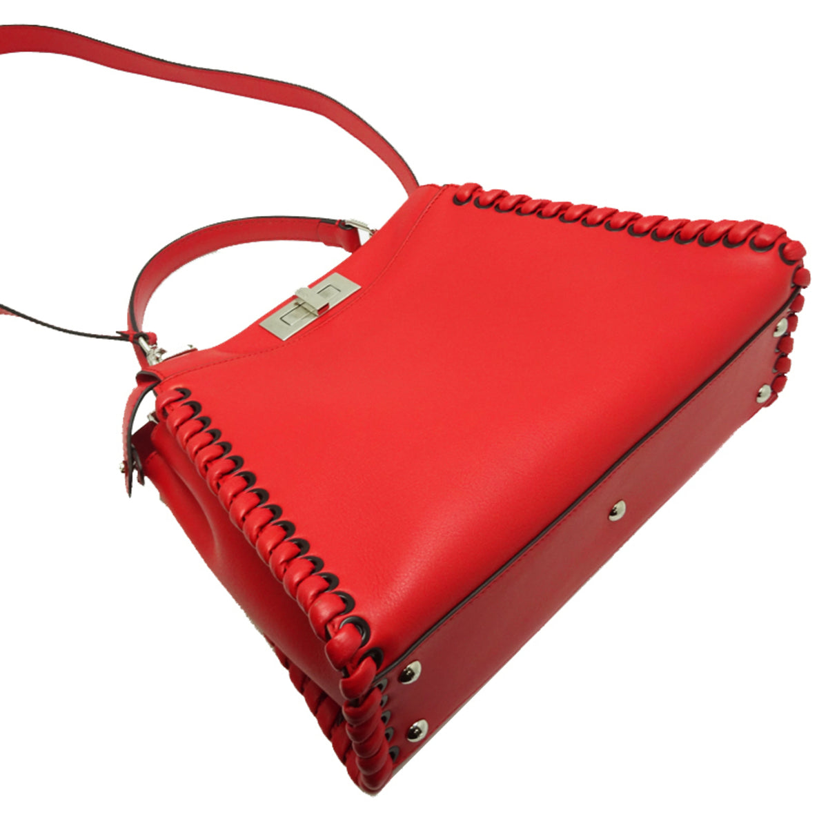 Fendi Red Color Leather Handbag (Pre-Owned)