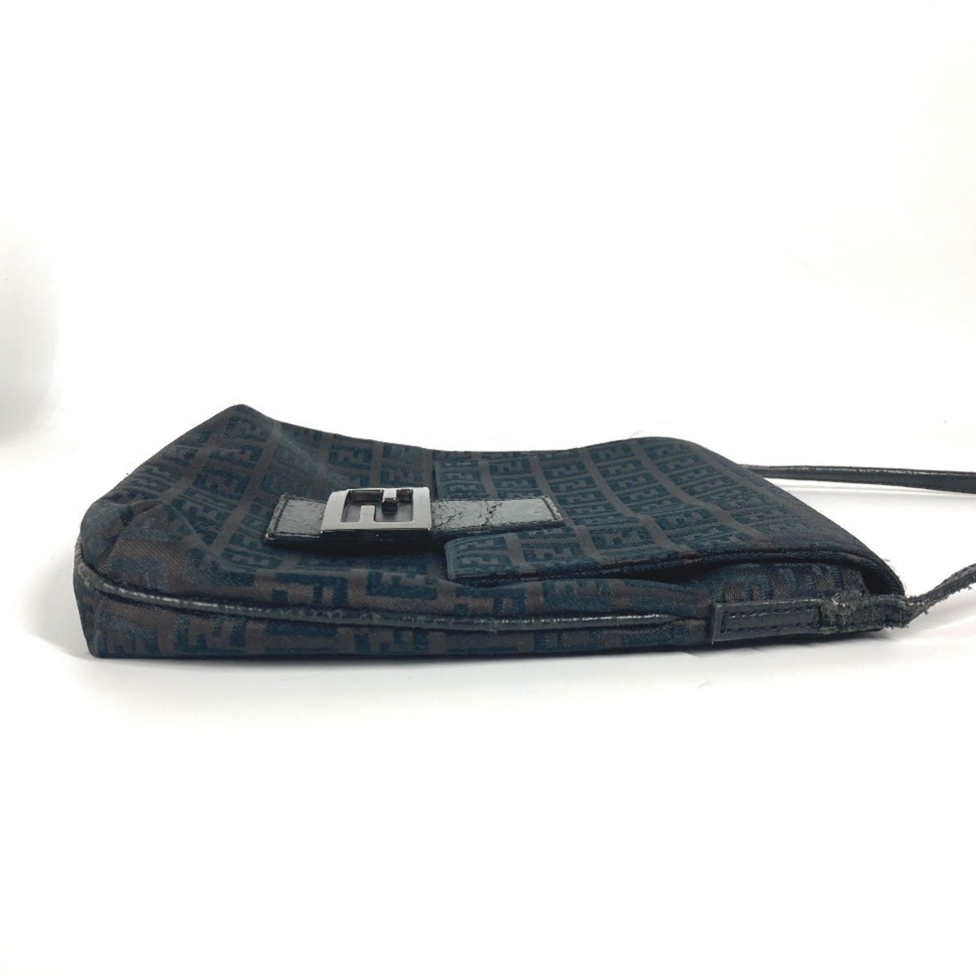 Fendi Black Canvas Leather Pochette Shoulder Bag (Pre-Owned)