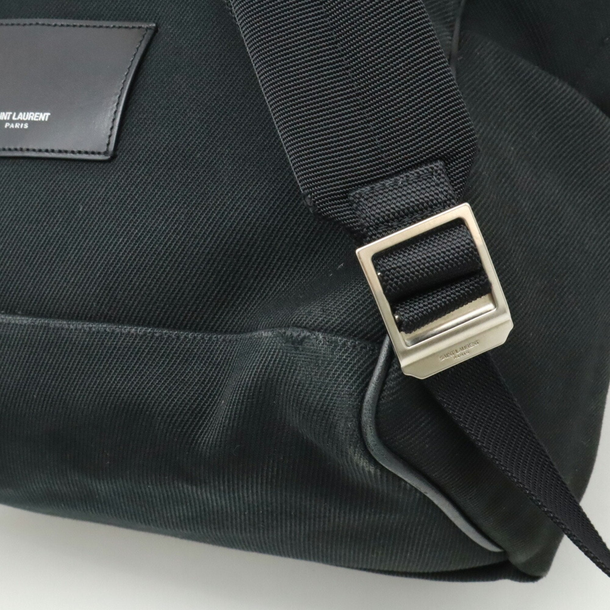 Yves Saint Laurent Black Canvas Leather Backpack (Pre-Owned)