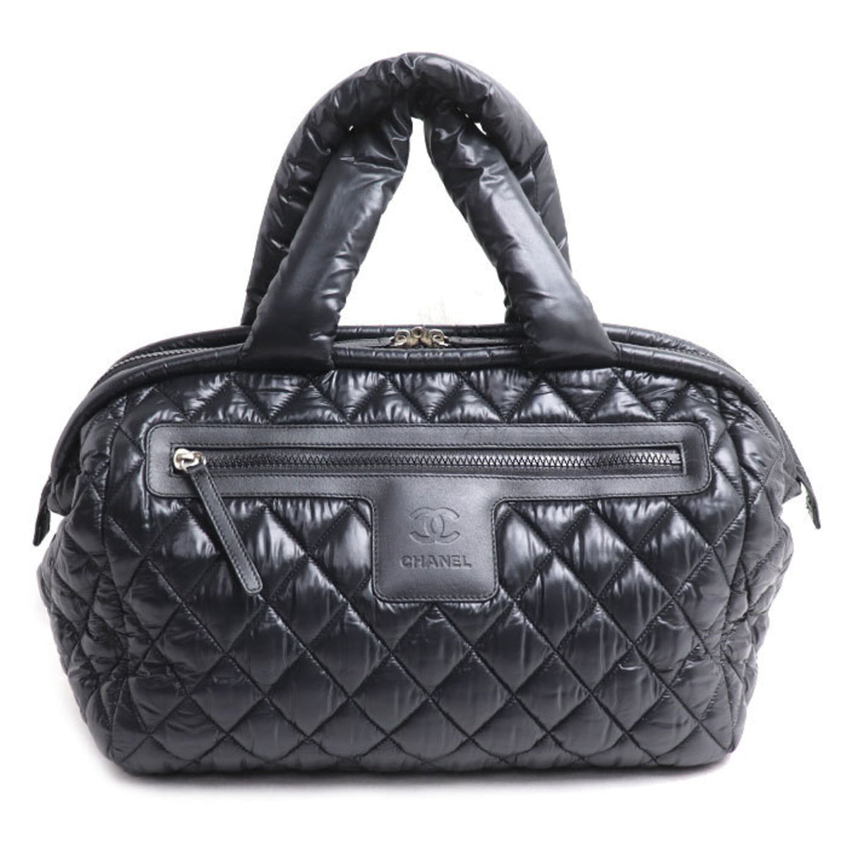 Chanel Black Nylon Leather Handbag (Pre-Owned)