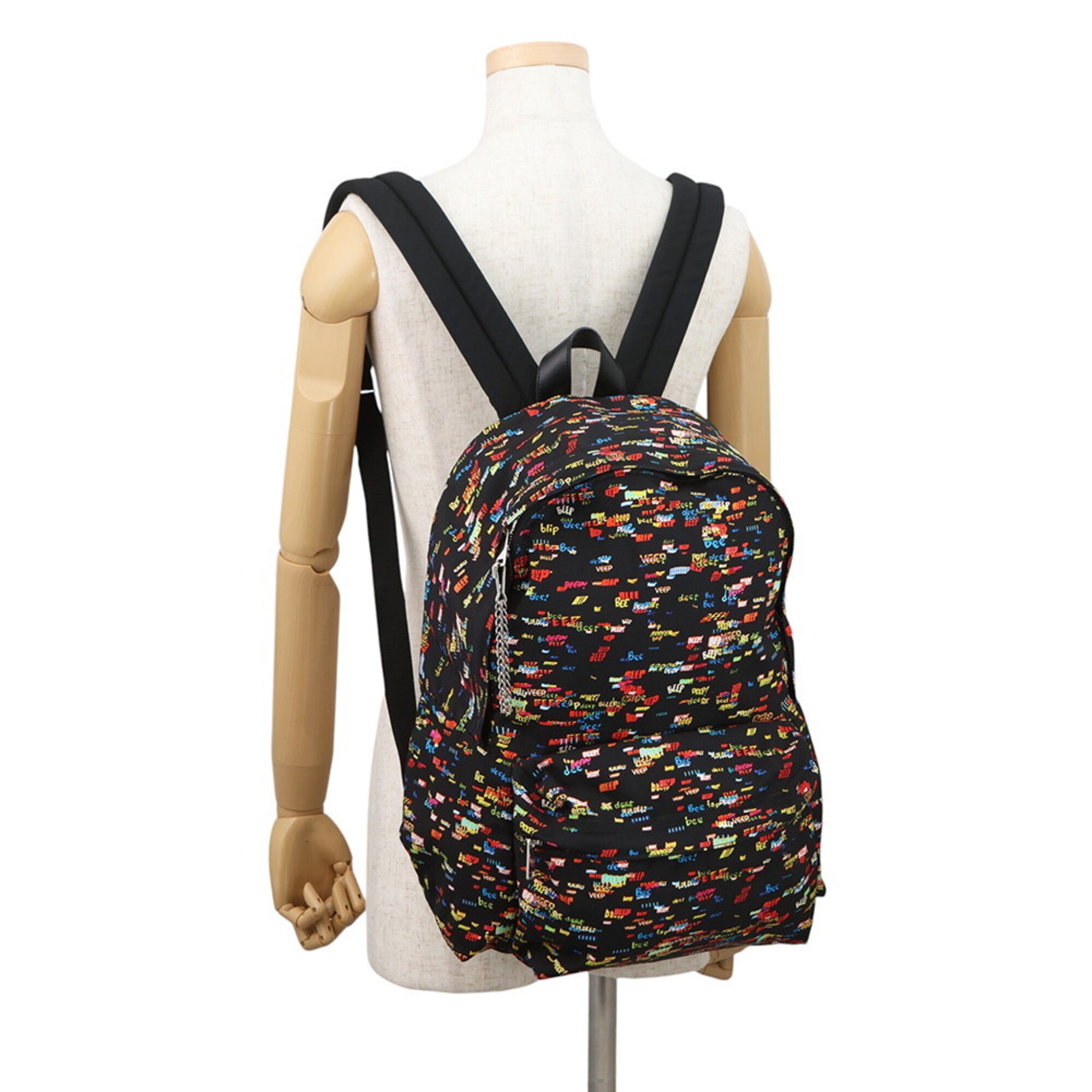 Celine Black Multi-Color Canvas Leather Backpack (Pre-Owned)