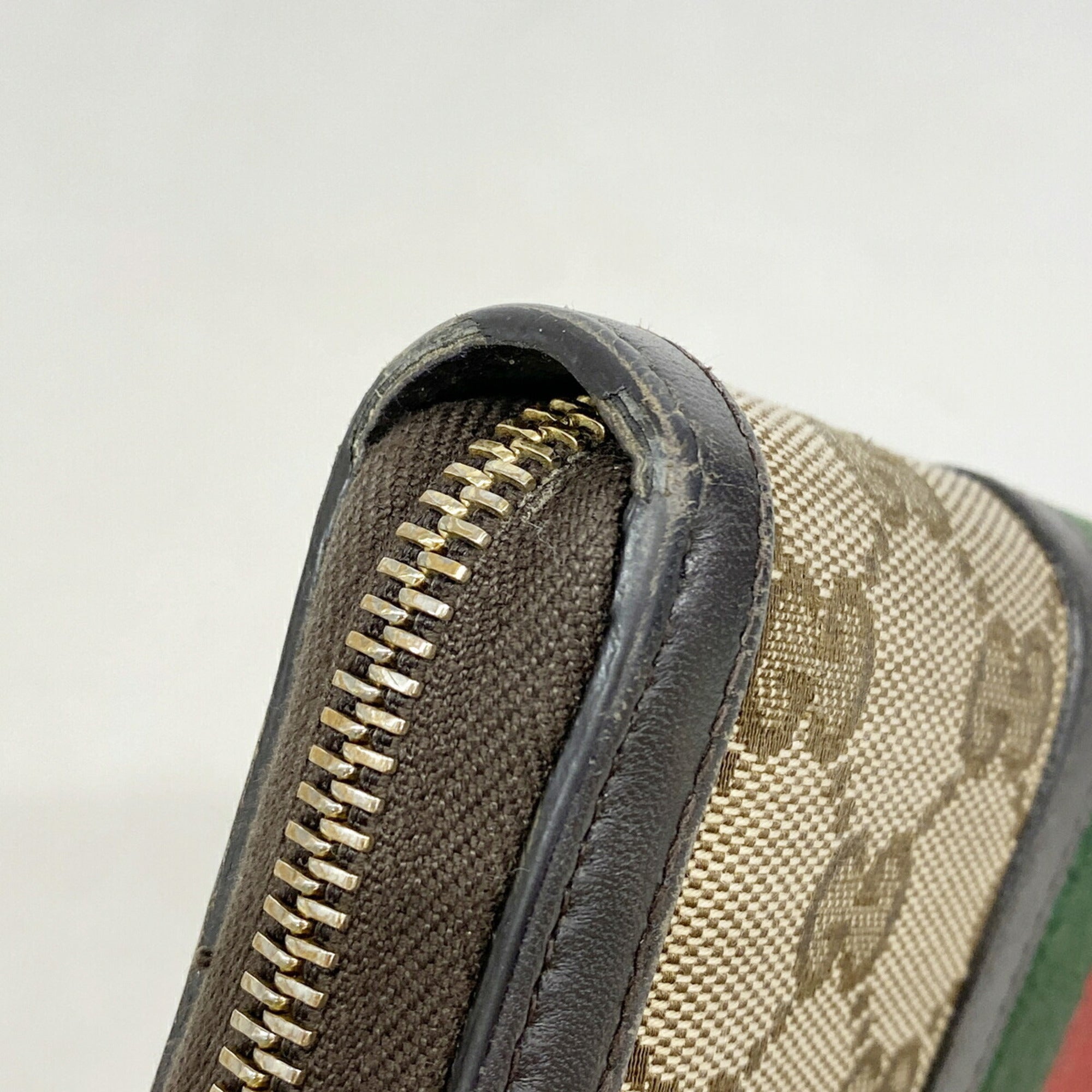 Gucci Brown Canvas Leather Long Wallet (Bi-Fold) (Pre-Owned)